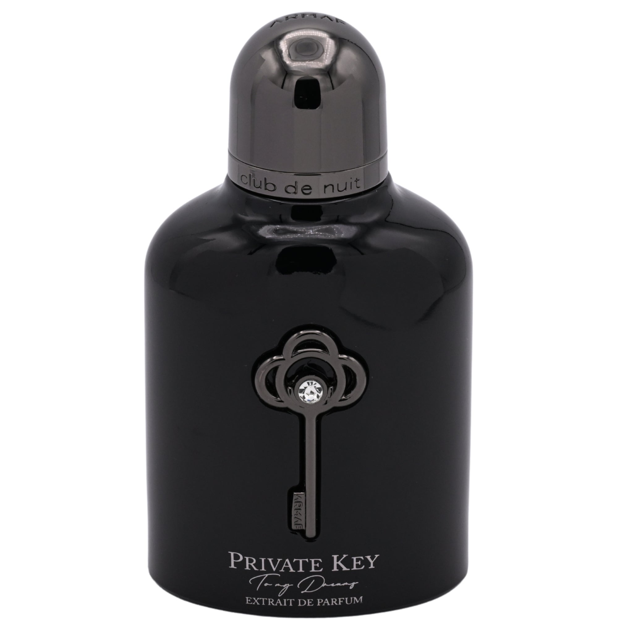 Black perfume bottle labeled 'Private Key' on a white background