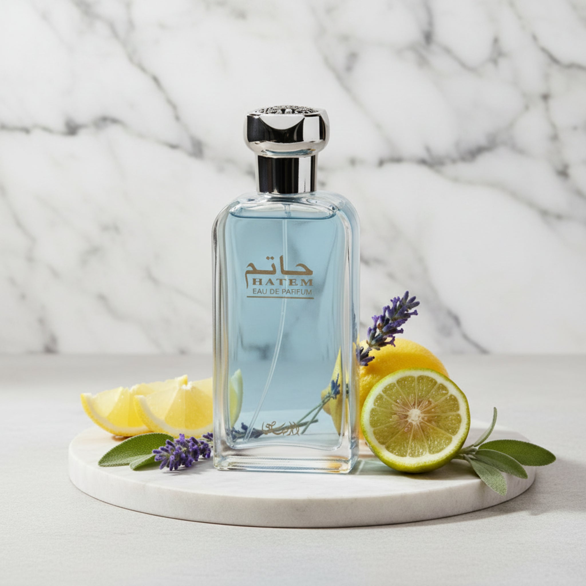 Hatem Eau de Parfum bottle on a white background