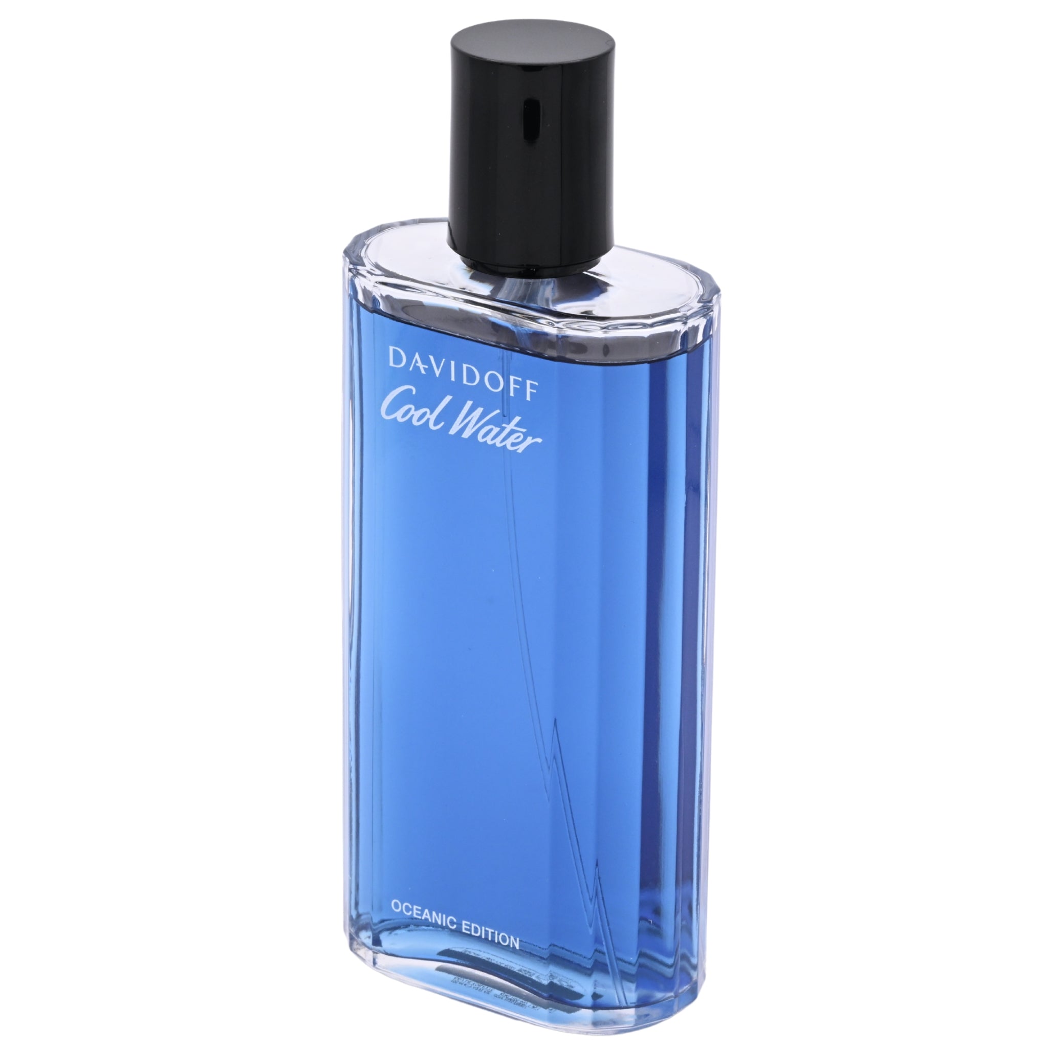 Blue Davidoff Cool Water perfume bottle on a white background