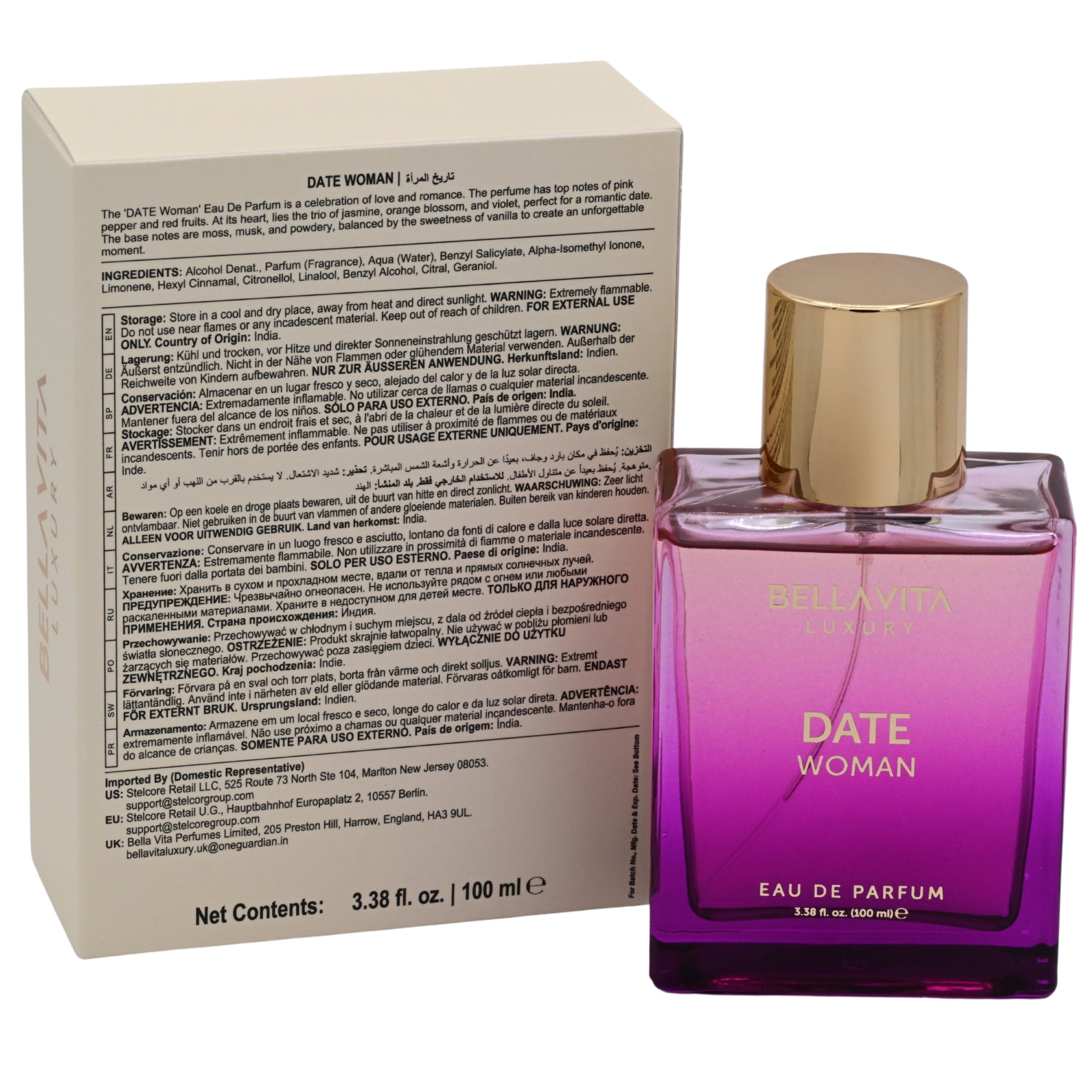 Bellavita Luxury Date Woman Eau de Parfum (EDP) Spray for Women 3.38 oz / 100 mL New Retail Box