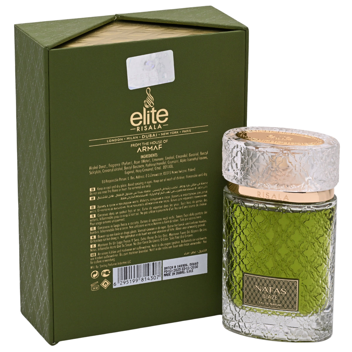 Elite Nafas Blaze by Risala cologne for men EDP 3.3 / 3.4 oz New in Box