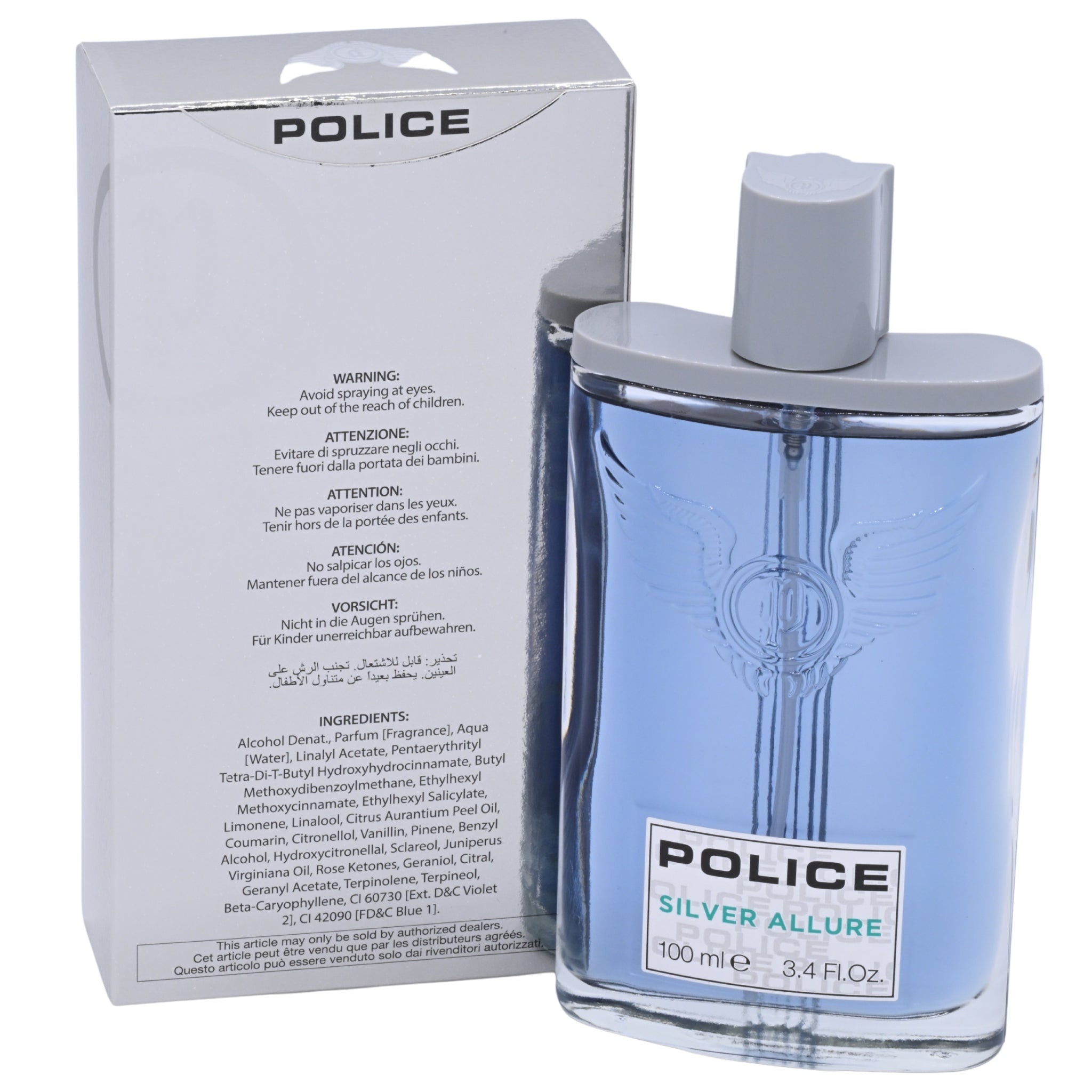 Police Contemporary Silver Allure EDT Spray Men 3.4 oz 100ml New Box