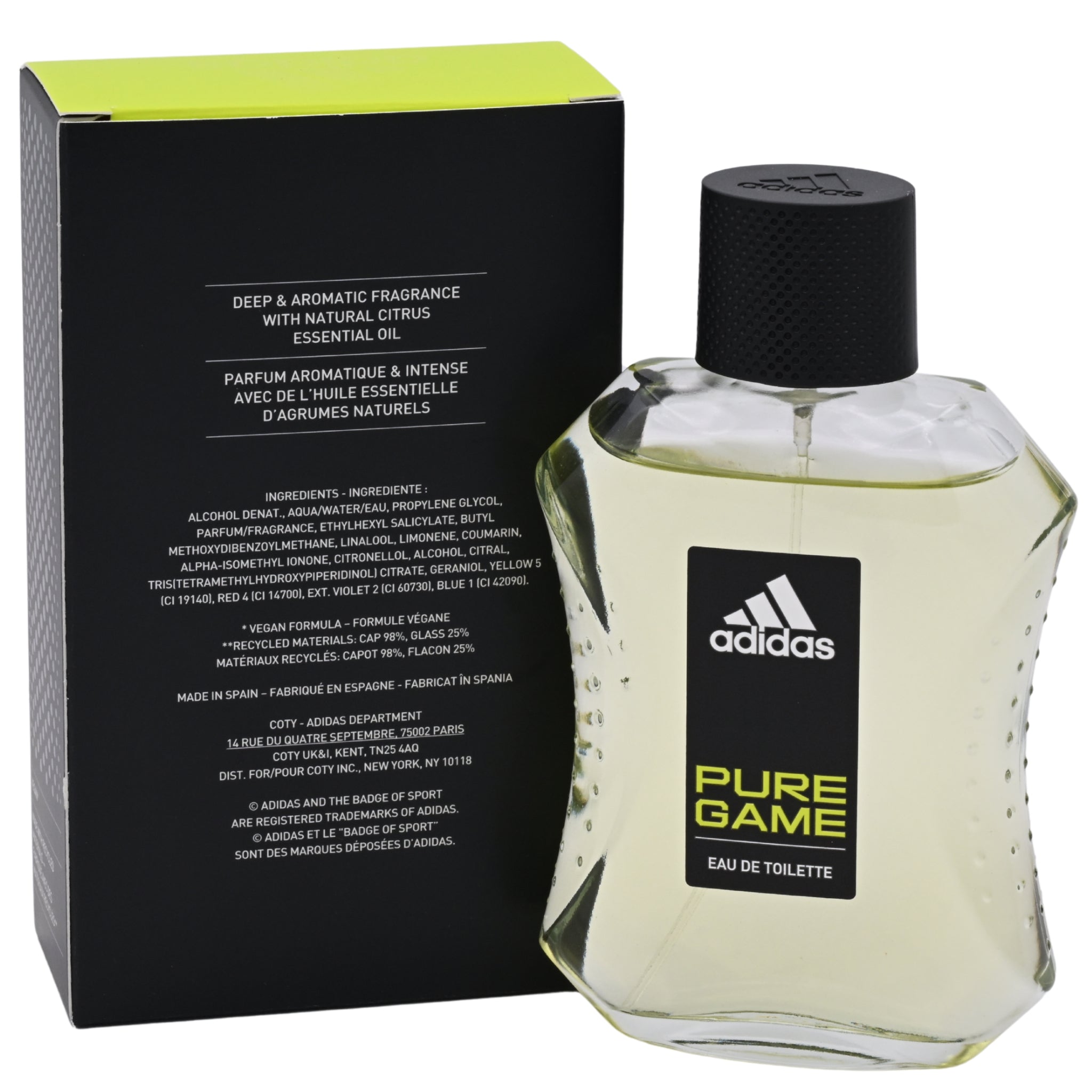 Adidas PURE GAME Cologne for Men EDT Spray 3.3 / 3.4 oz New In Box