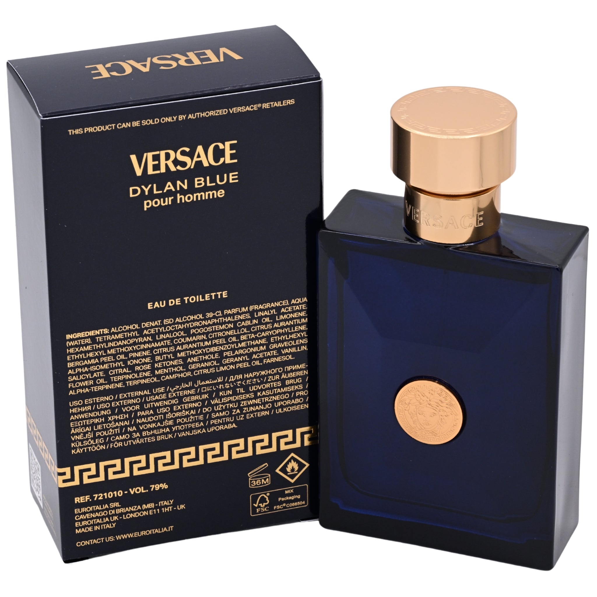 Versace Pour Homme Dylan Blue by Versace for Men EDT 3.3 / 3.4 oz New in Box