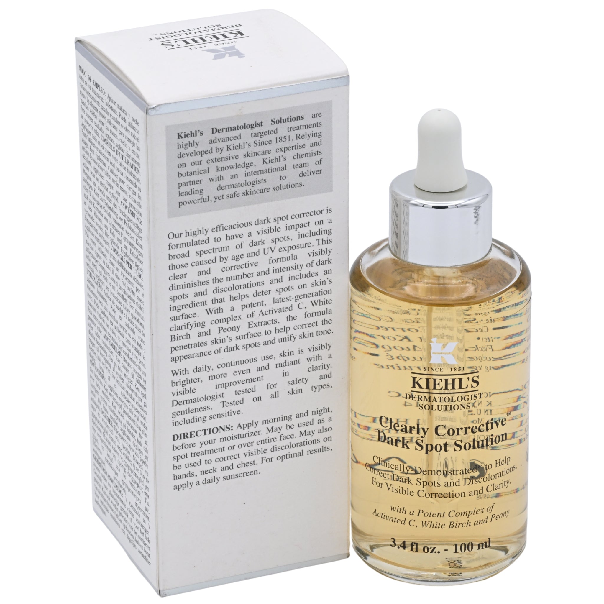 Kiehl's Clearly Corrective Dark Spot Corrector Face Serum, Unisex, 3.4 oz (New Retail Box)