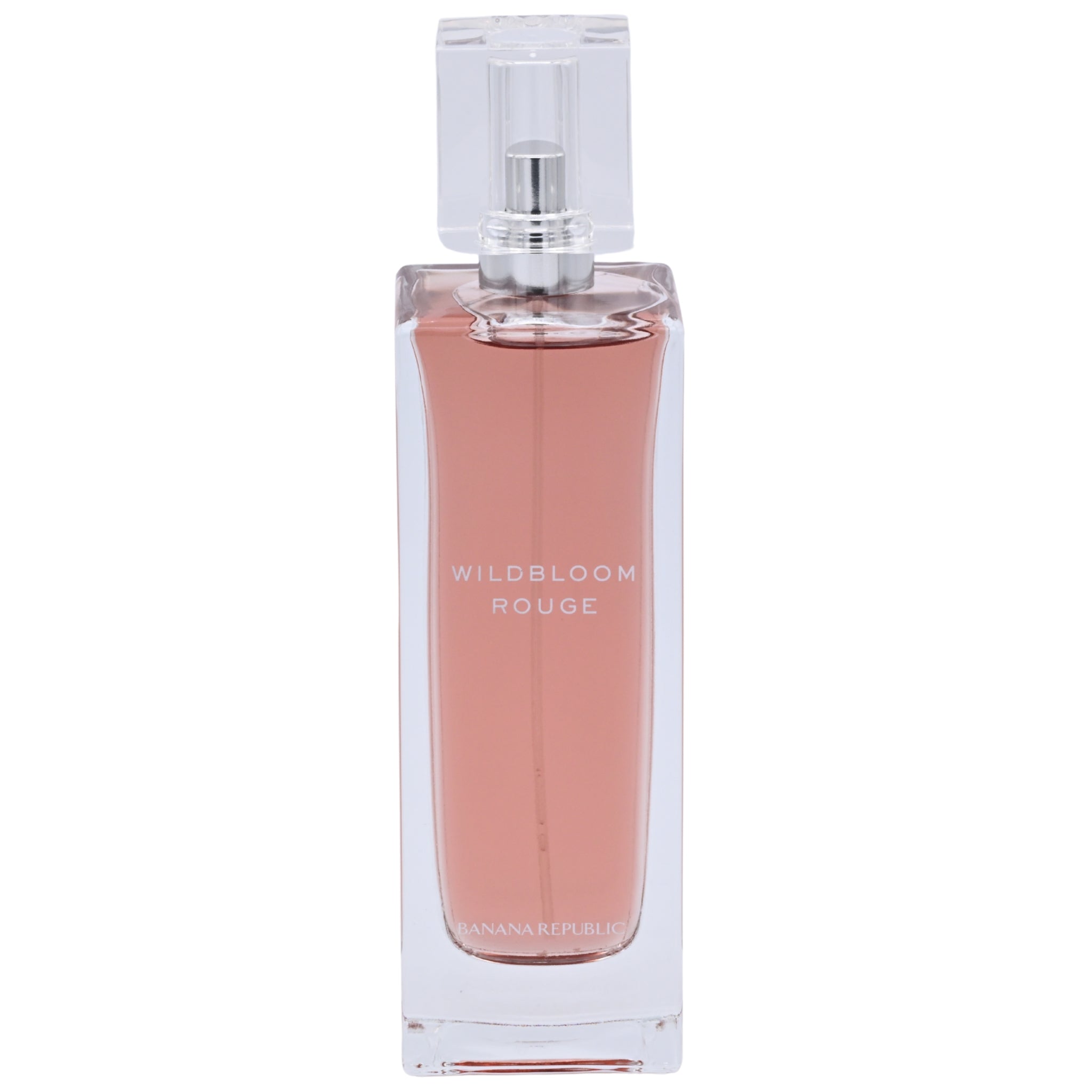 Perfume bottle labeled 'Wildbloom Rouge' by Banana Republic on a white background
