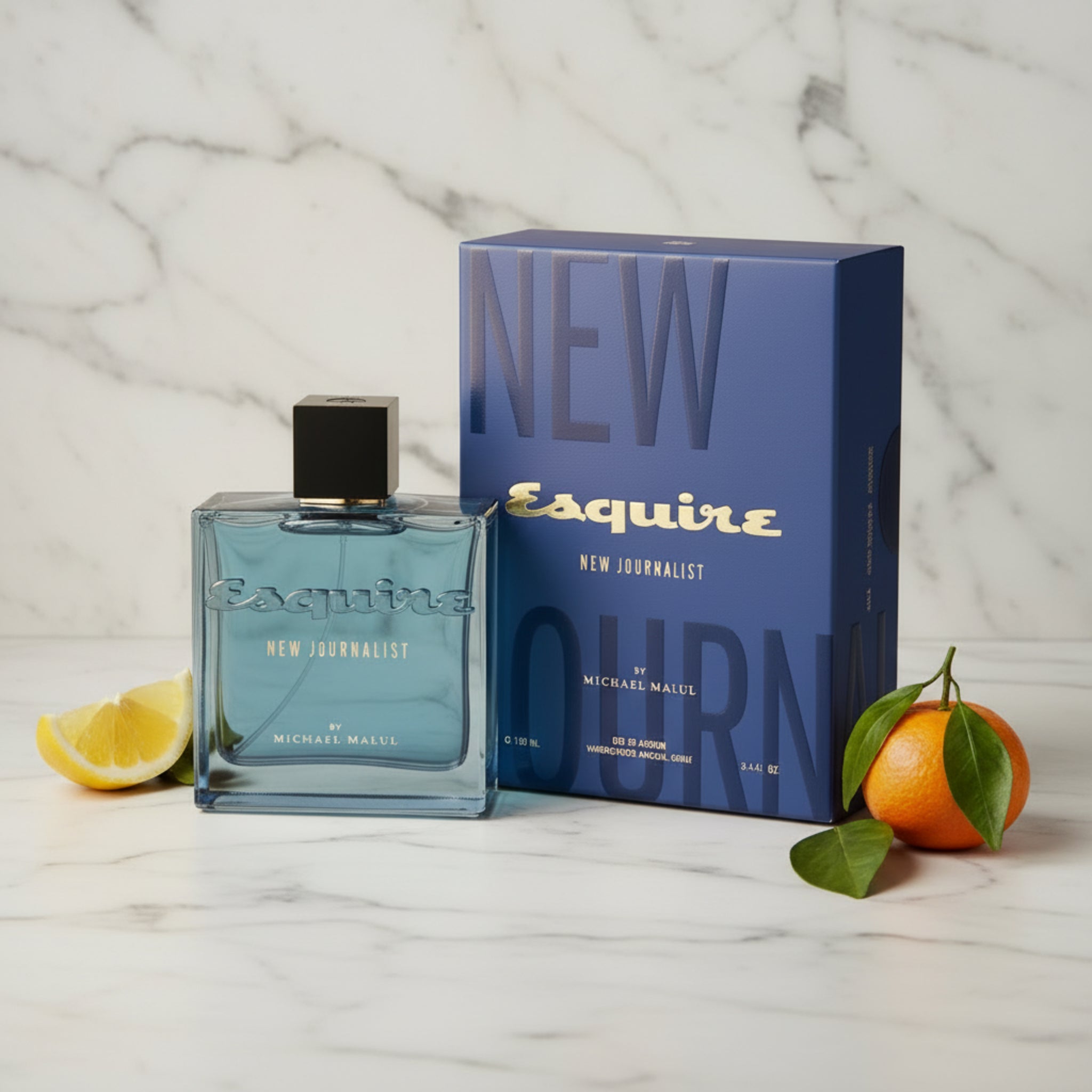 Esquire New Journalist perfume bottle and packaging on a white background