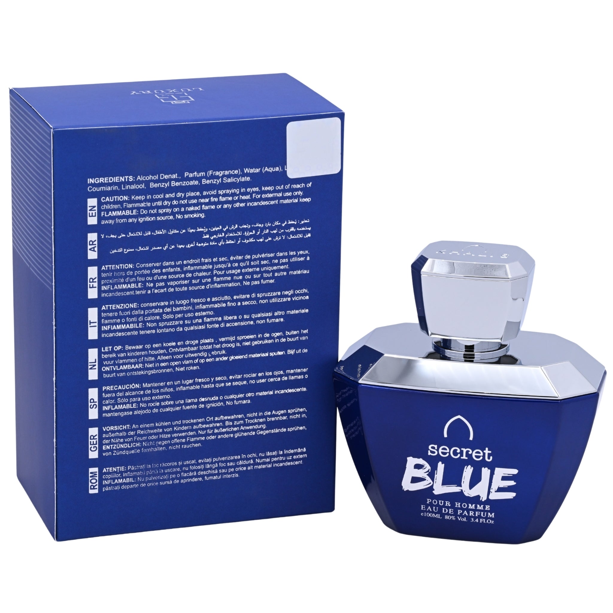 Khalis Secret Blue Luxury Collection Eau de Parfum Spray for Men 3.4 oz