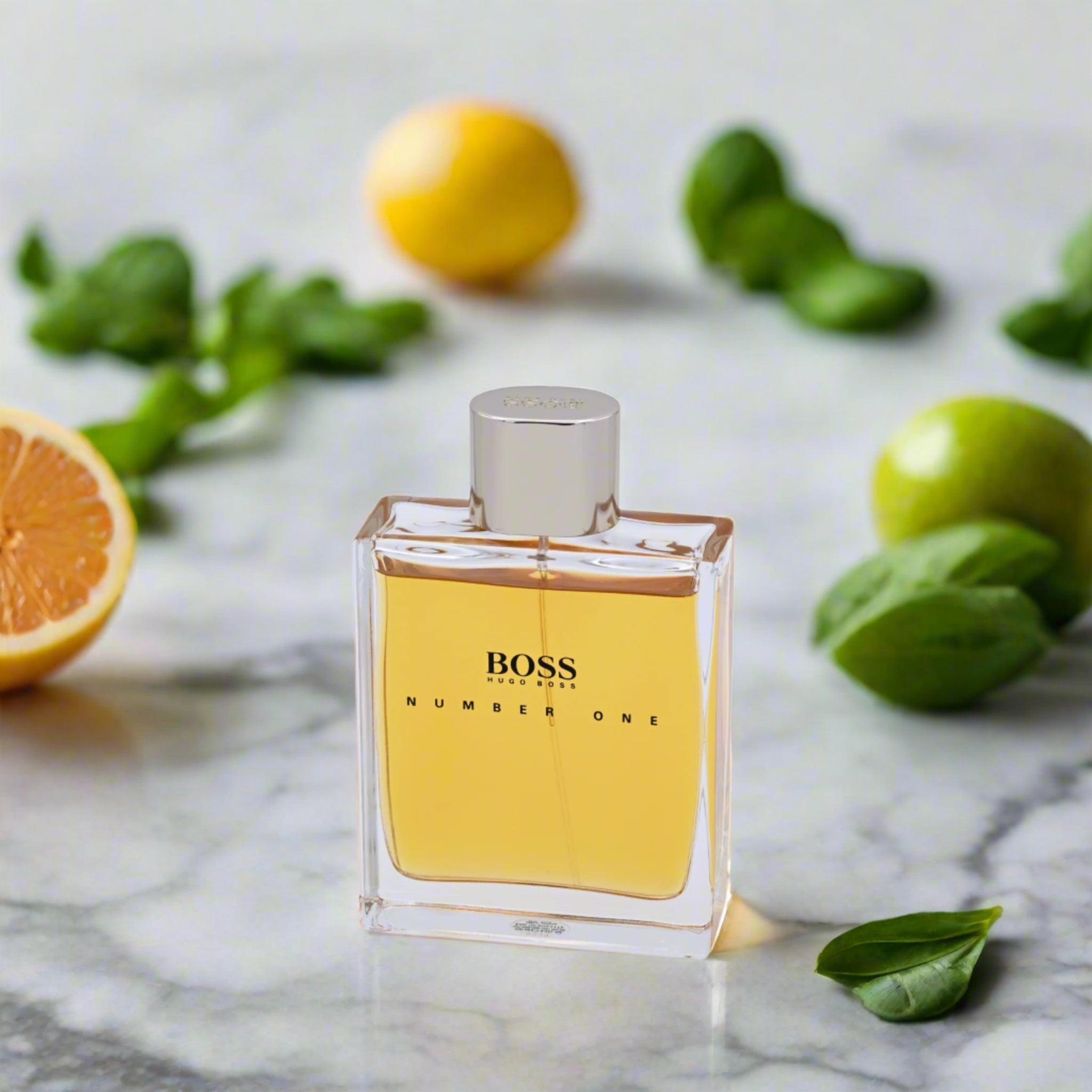 BOSS Number One perfume bottle on a white background