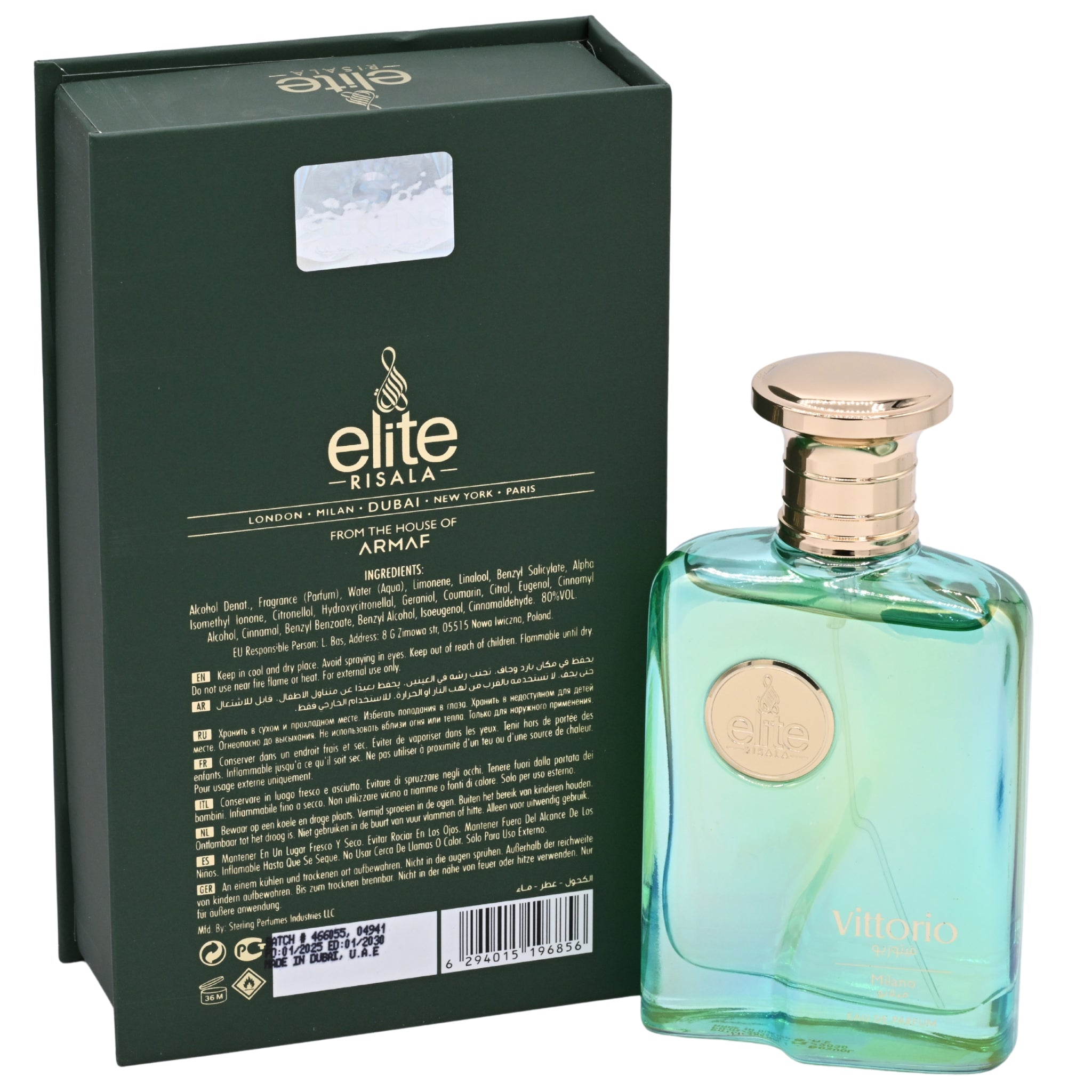 Risala Elite Vittorio Milano Eau de Parfum Spray for Men 3.4 fl oz (100 ml)