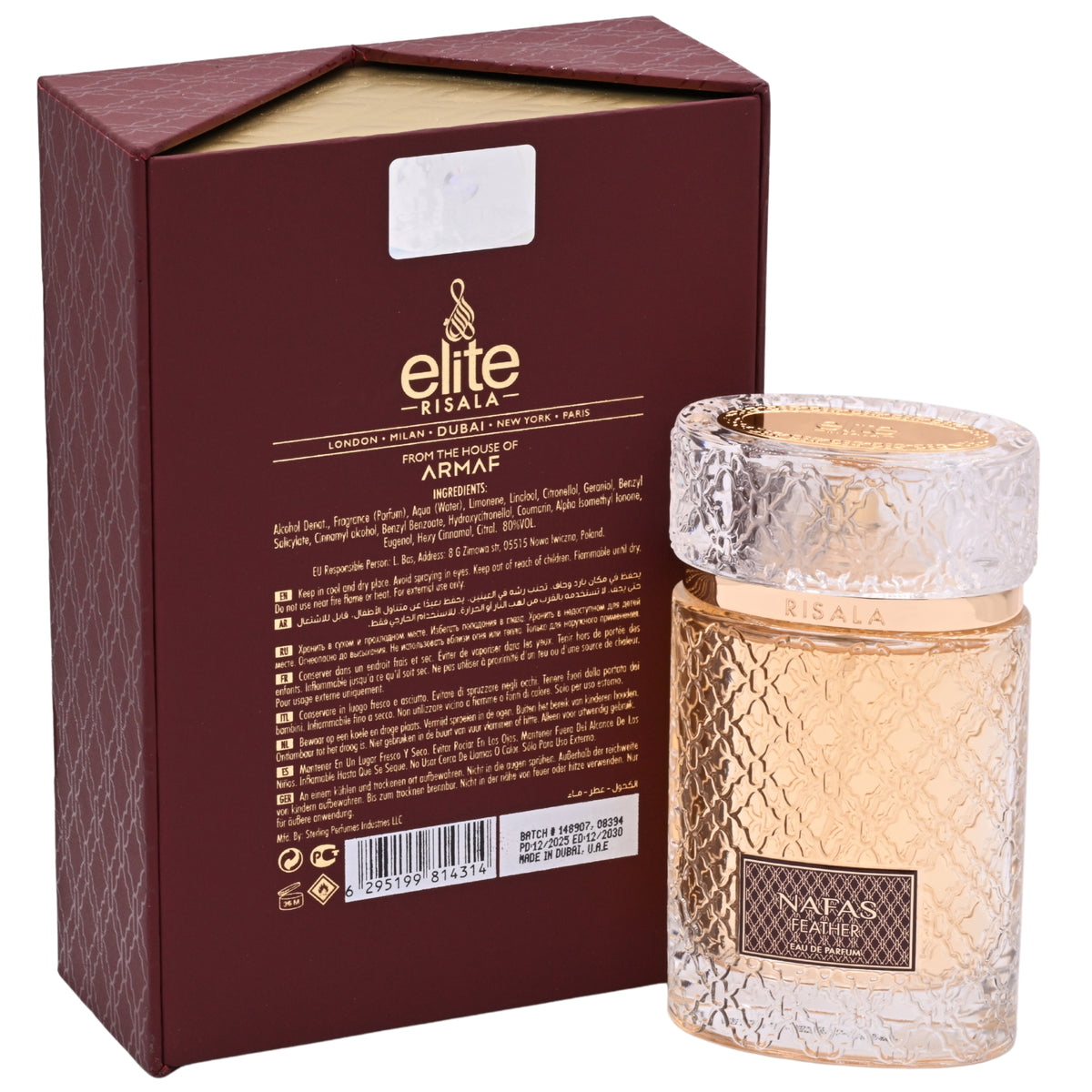 Risala Elite Nafas Feather EDP Spray Men 3.4 oz 100ml New Box