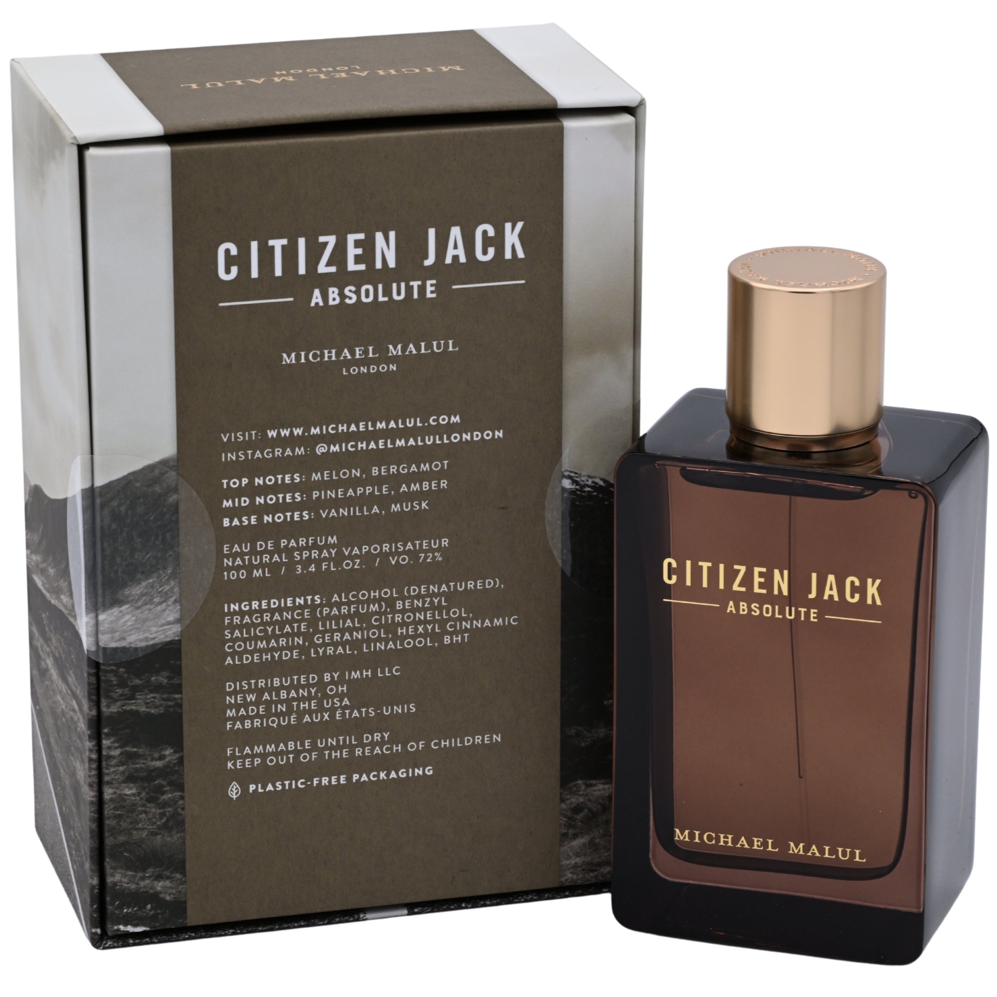 Citizen Jack Absolute perfume bottle and packaging on a white background