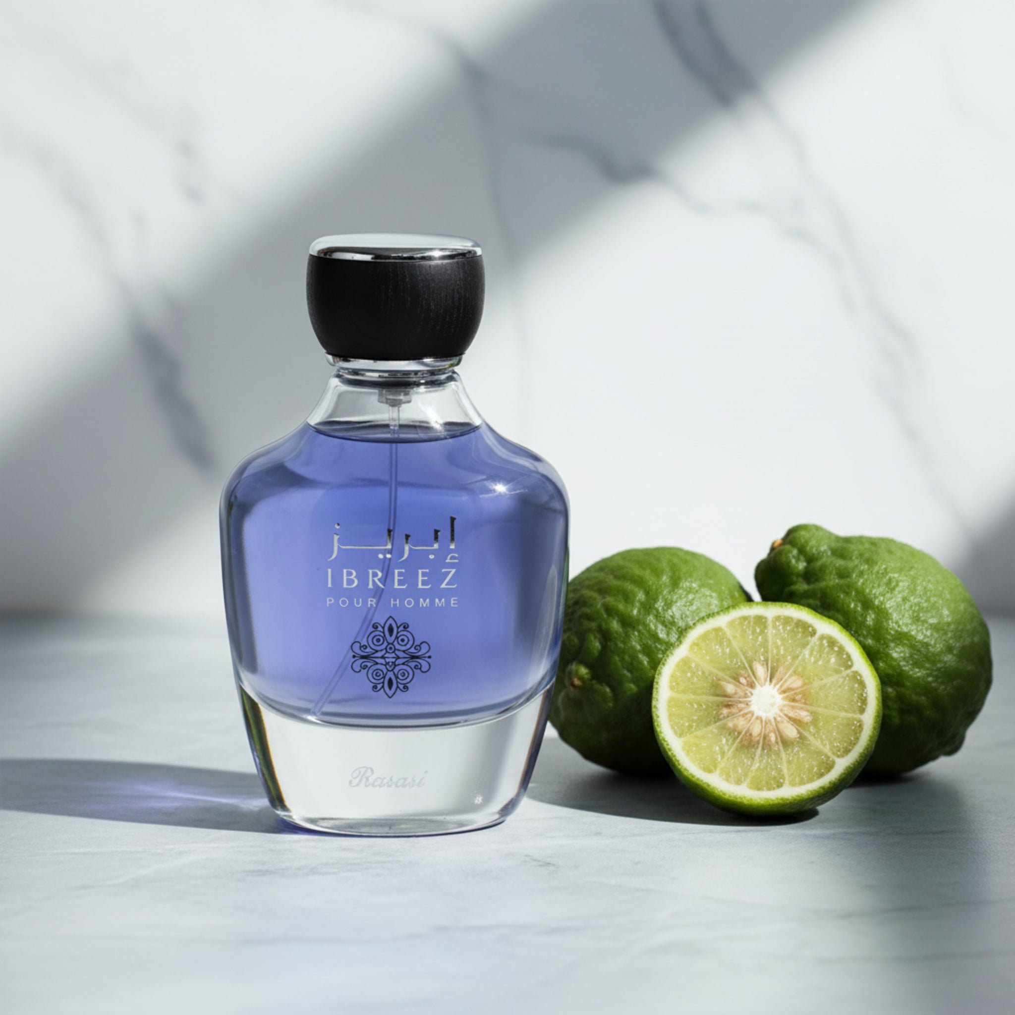 Perfume bottle labeled 'Ibreez Pour Homme' on a white background