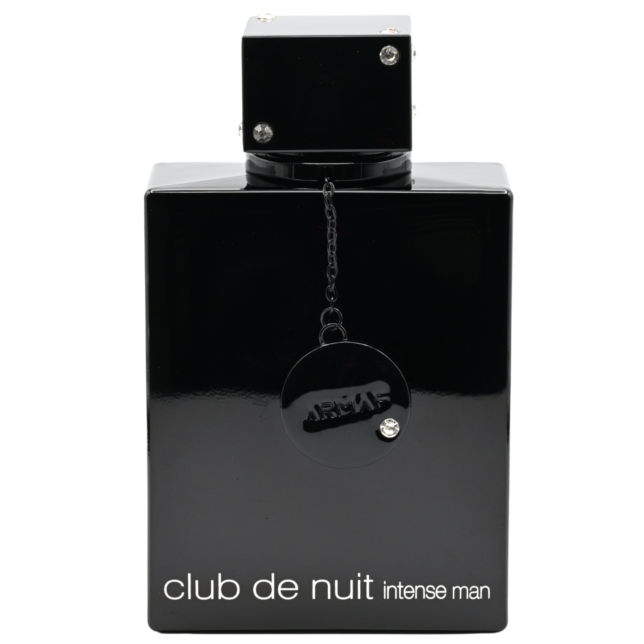 Black Armaf Club de Nuit intense man perfume bottle on a white background