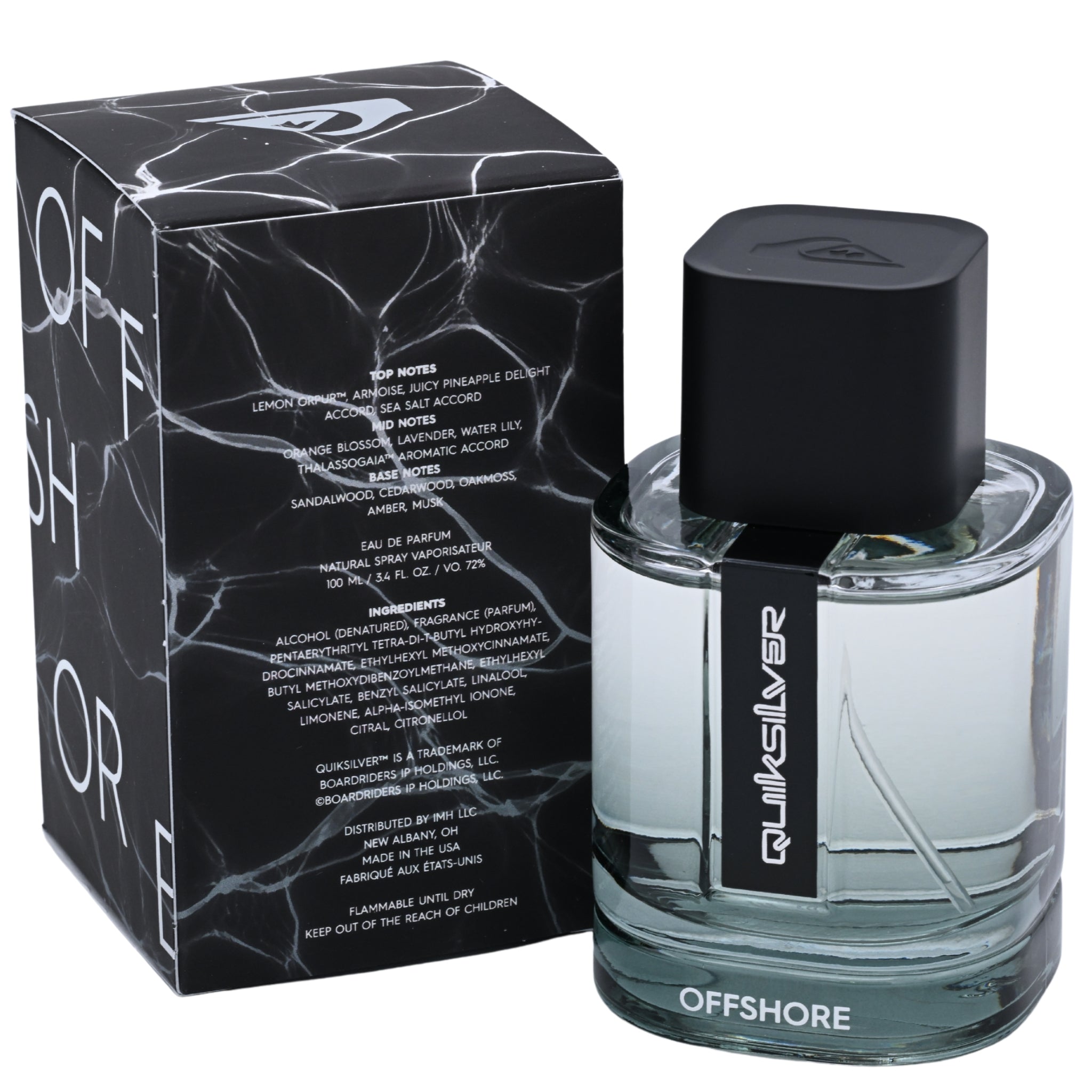 Quiksilver offshore perfume bottle and packaging on a white background