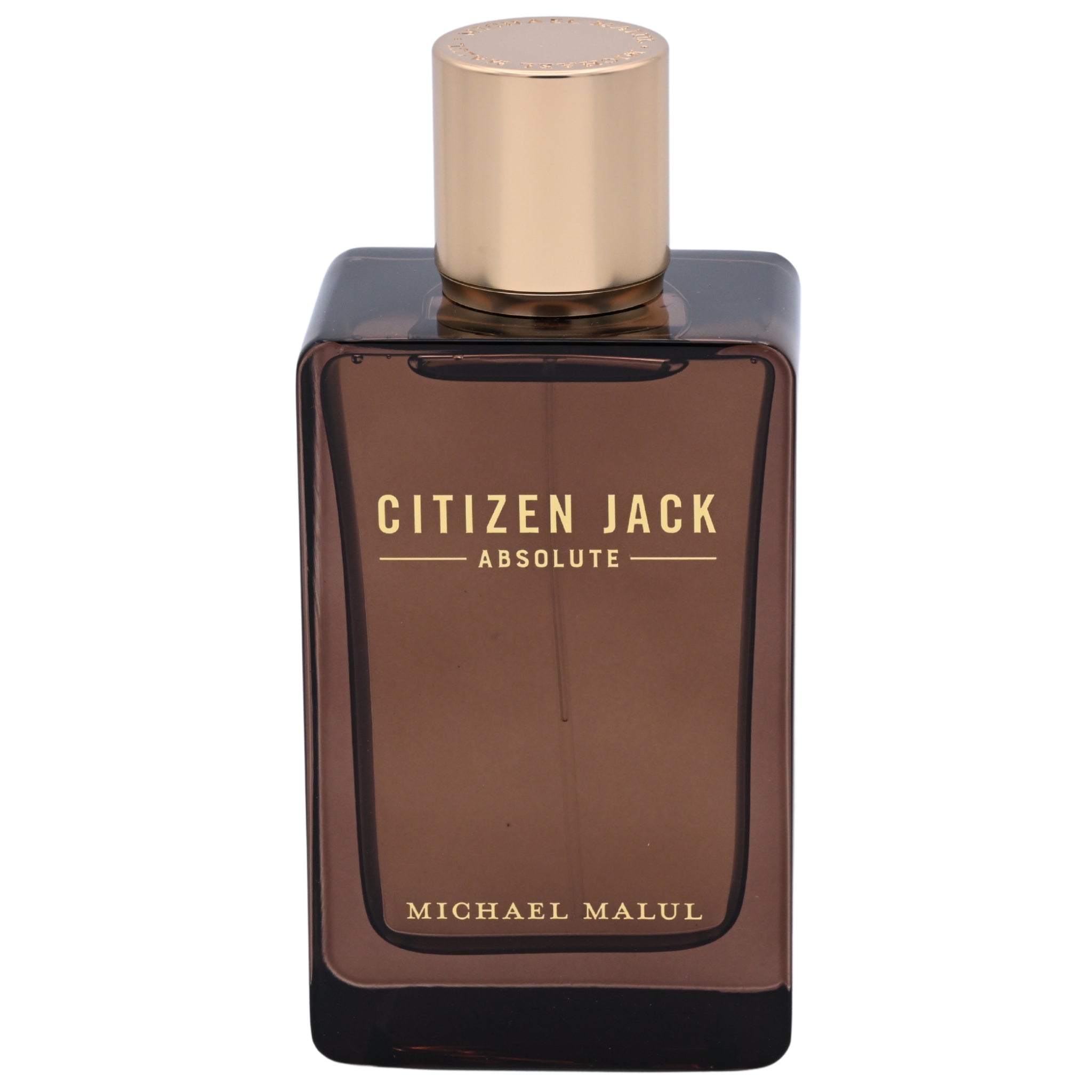 Perfume bottle labeled 'Citizen Jack Absolute' by Michael Malul on a white background