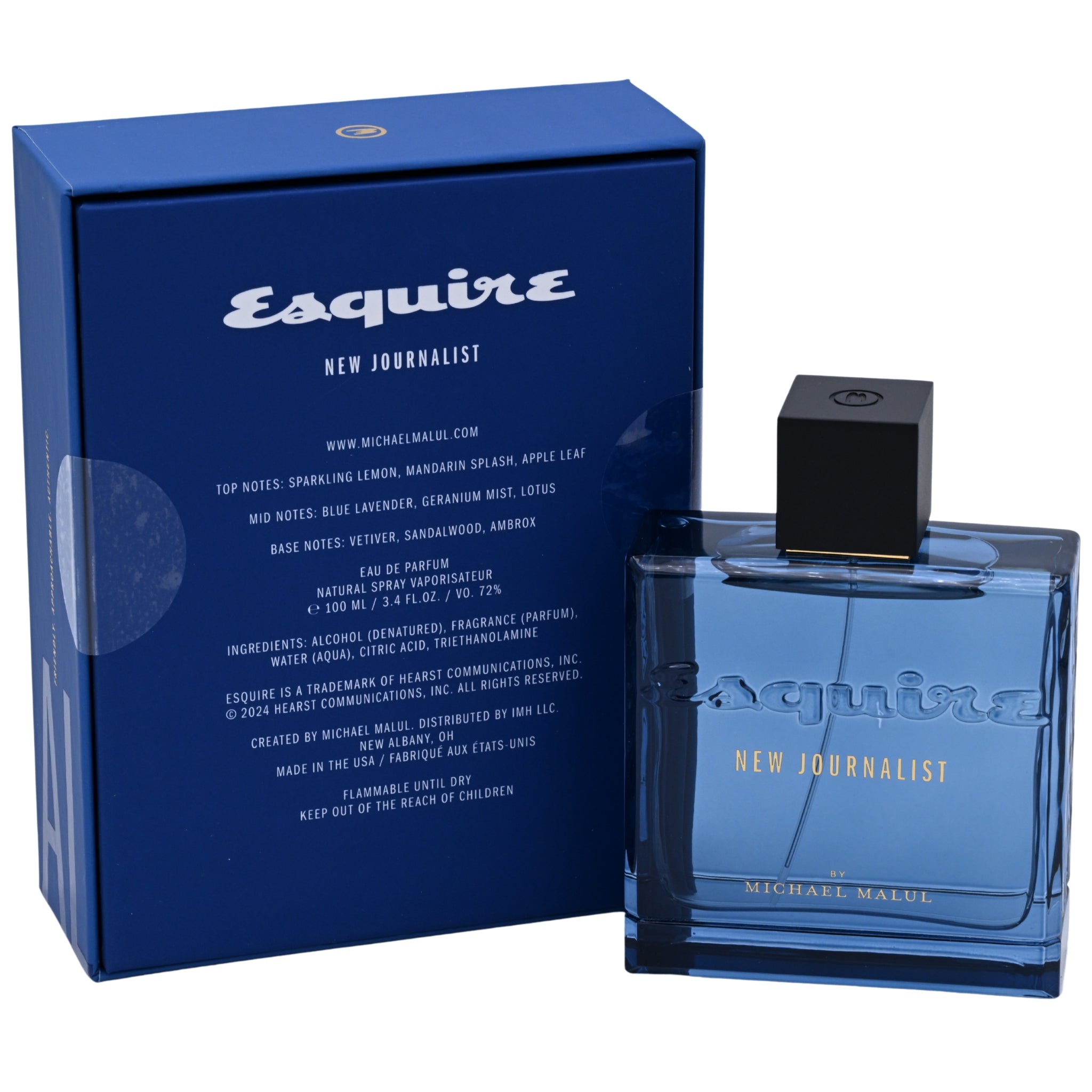 Esquire New Journalist perfume bottle and packaging on a white background