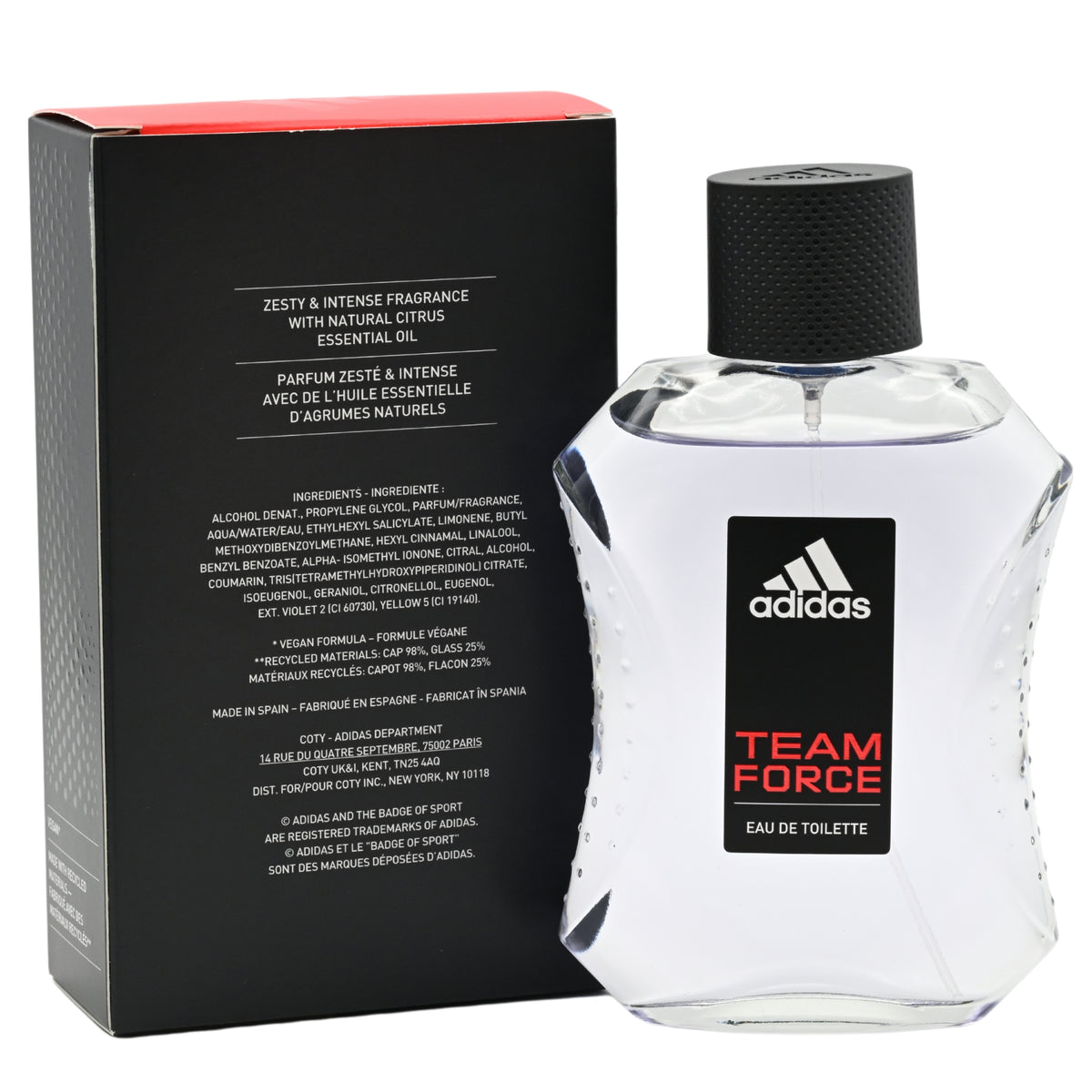 Adidas TEAM FORCE Cologne for Men 3.4 oz edt 3.3 spray New in BOX 3616303322144