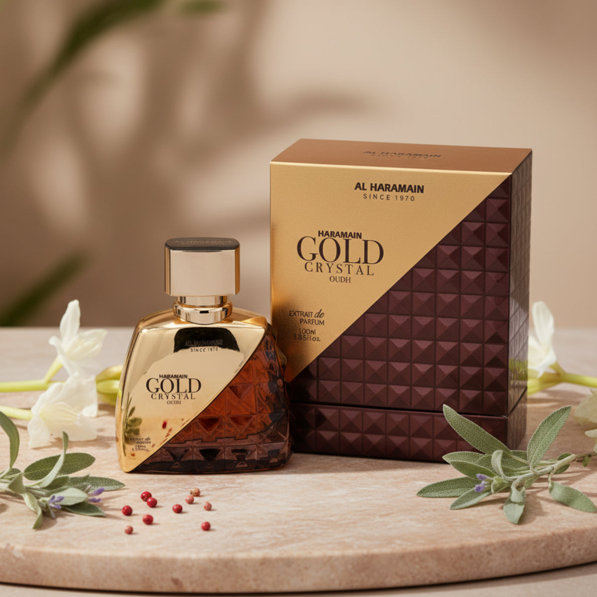 Al Haramain Gold Crystal Oudh Extrait de Parfum Spray Unisex 3.33 oz (100ml) New Retail Box 6291106813524