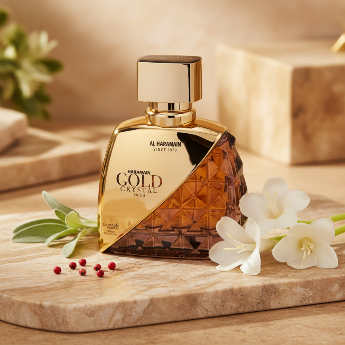 Al Haramain Gold Crystal Oudh Extrait de Parfum Spray Unisex 3.33 oz (100ml) New Retail Box 6291106813524