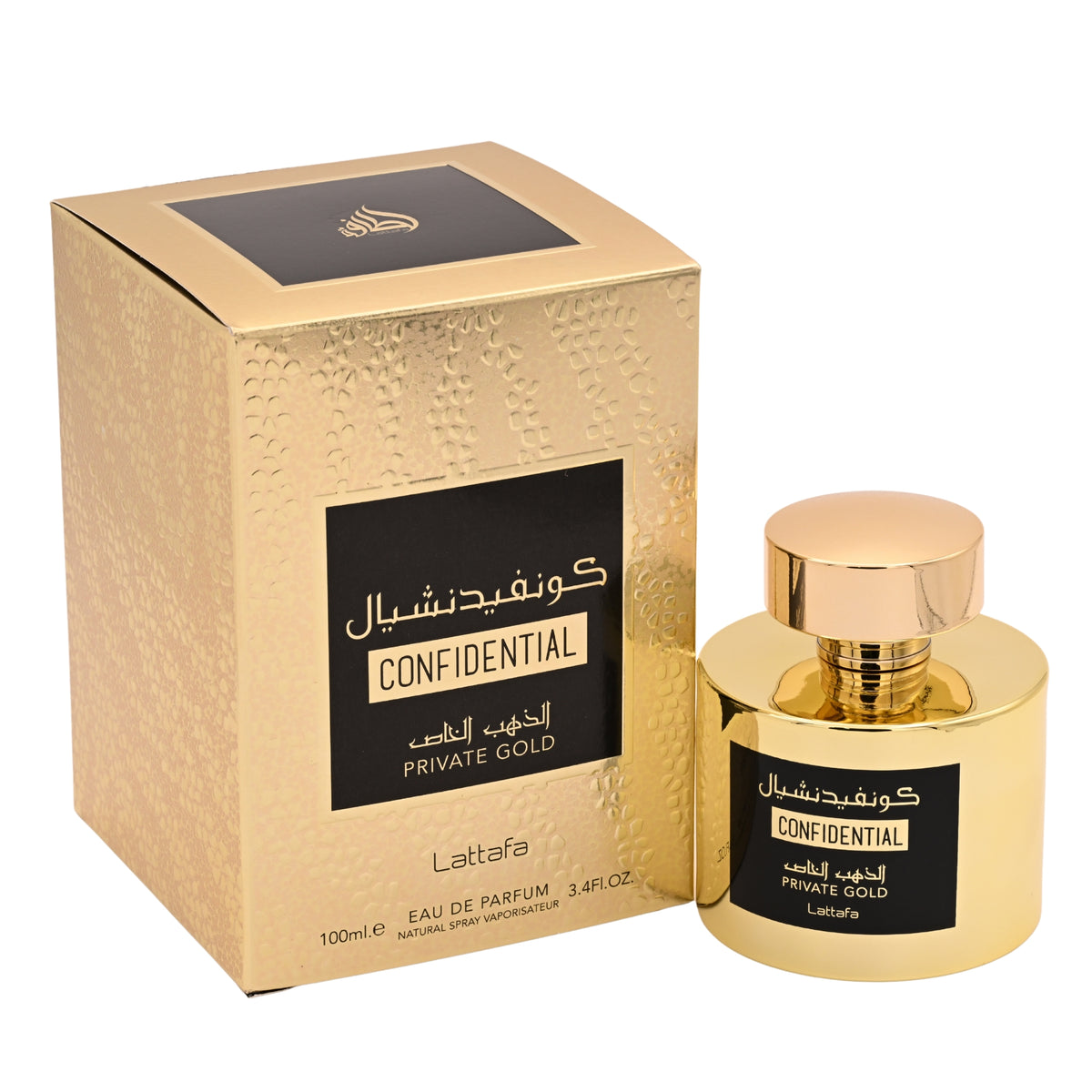 Confidential Private Gold by Lattafa perfume for unisex EDP 3.3 / 3.4 oz. New in Box 6291107459707