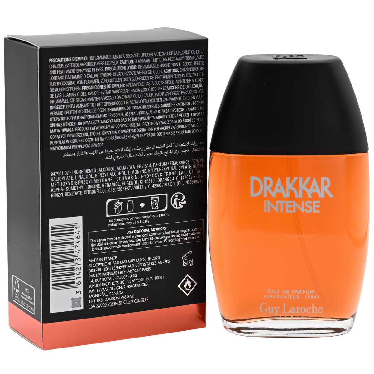 Drakkar Intense by Guy Laroche cologne for men EDP 3.3 / 3.4 oz New In Box 3614273474641