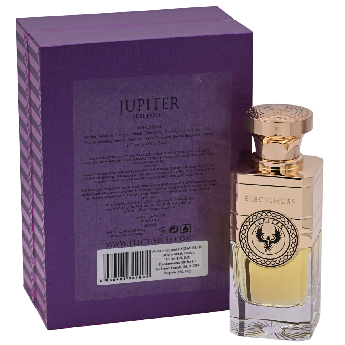 Electimuss London Jupiter Pure Parfum (Parfum) Unisex Spray 3.4 oz / 100 ml New in Retail Box 5060485381884