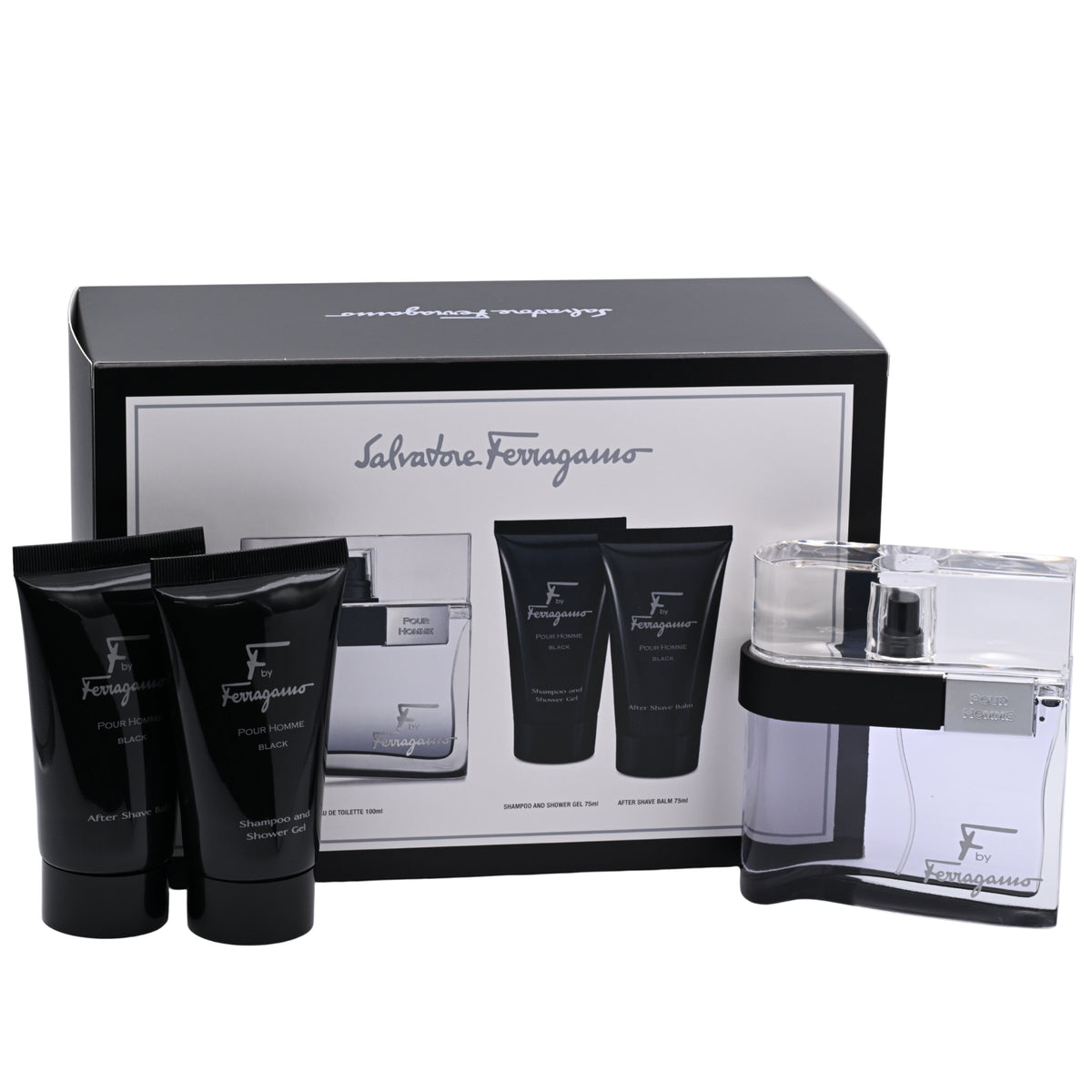 F Black by Salvatore Ferragamo for men 3 pcs gift set New in Box 8052464894680