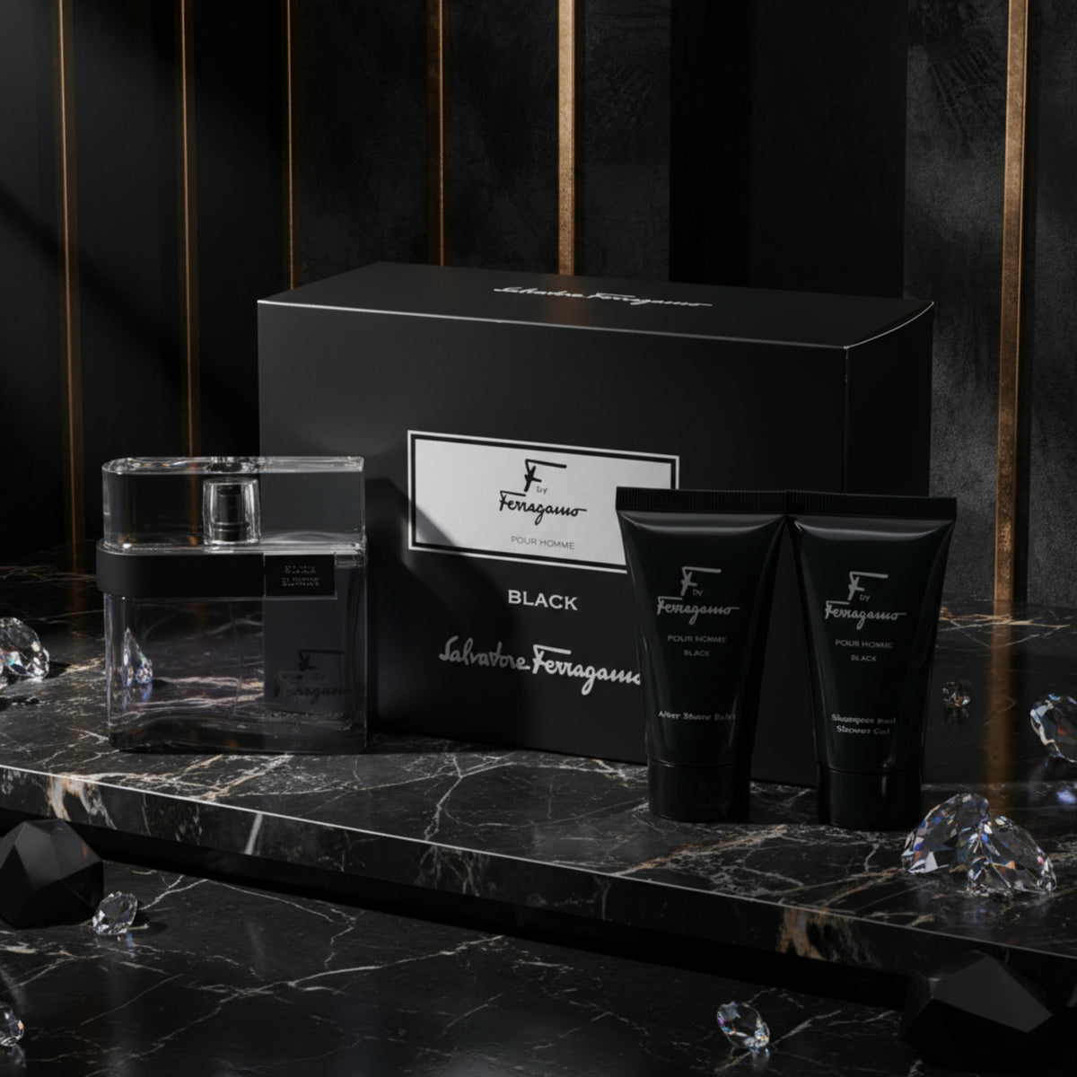 F Black by Salvatore Ferragamo for men 3 pcs gift set New in Box 8052464894680