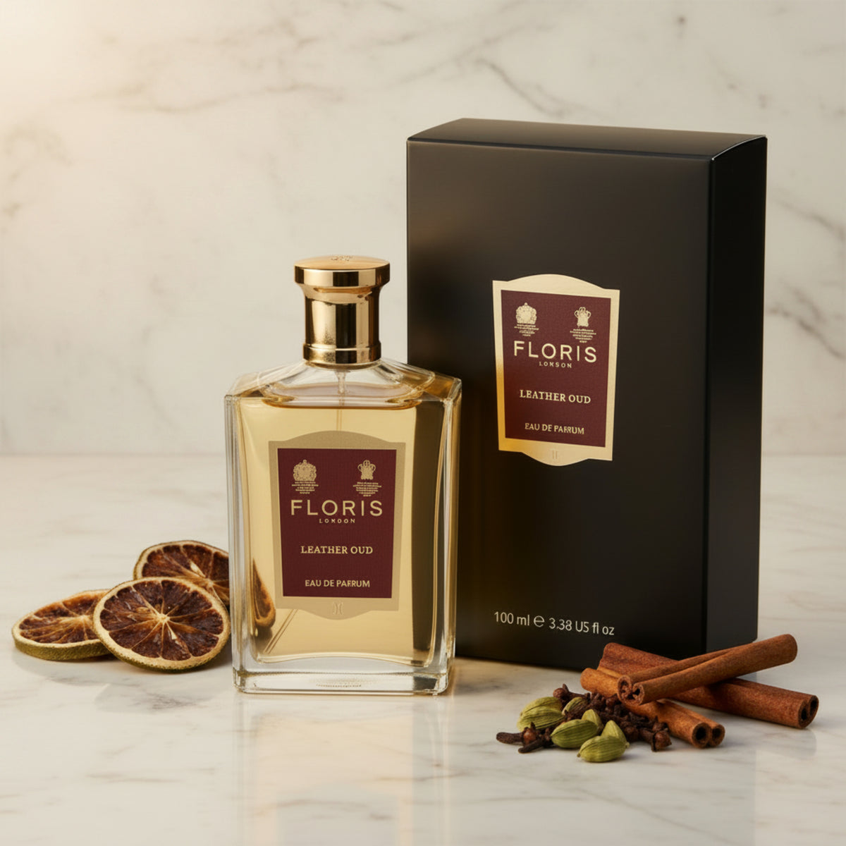 Floris Leather Oud Eau de Parfum Spray, Unisex, 3.4 oz (100 mL) - New Retail Box 886266461041