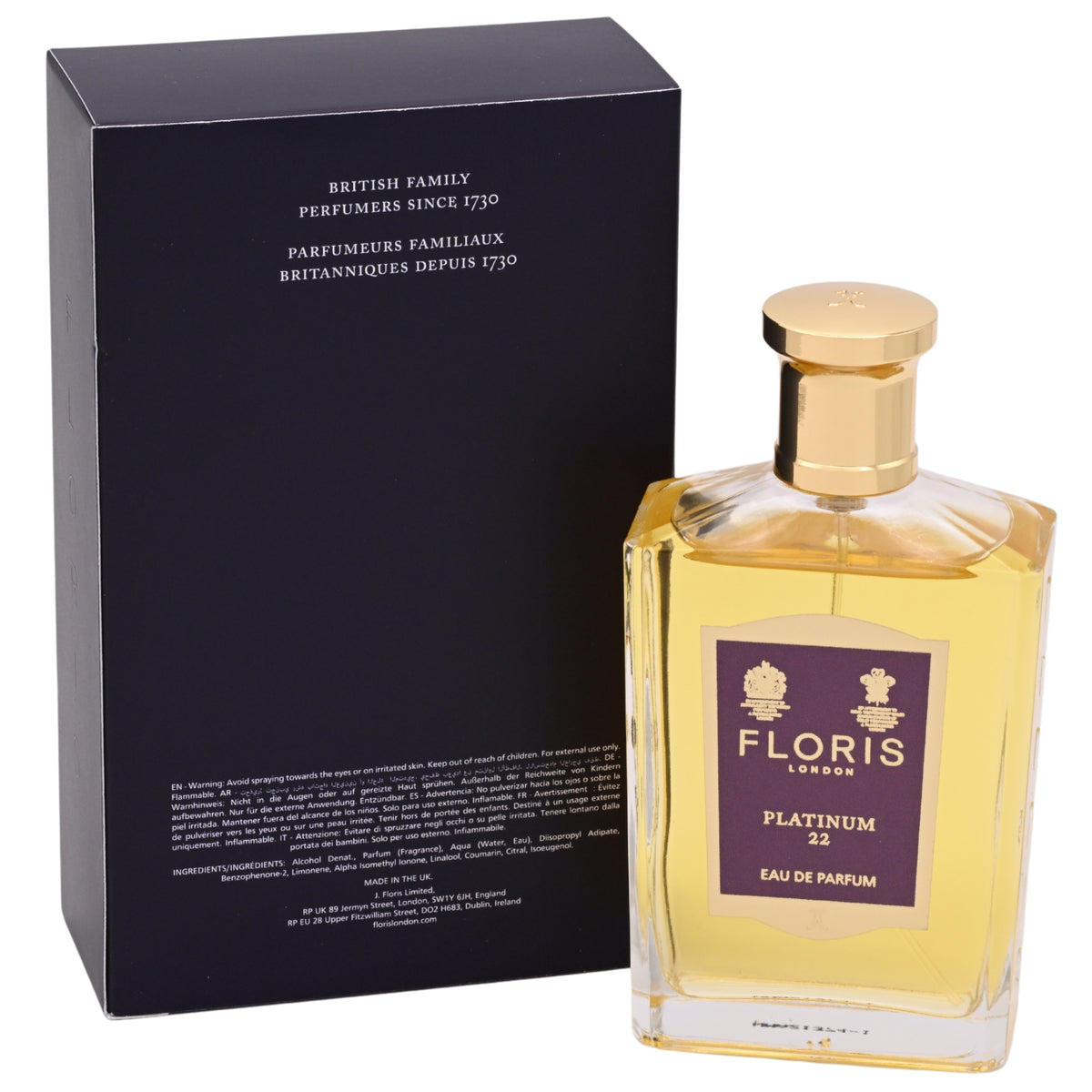 Floris Platinum 22 Eau de Parfum Spray Unisex 3.4 oz (100 ml) New Retail Box 886266401047