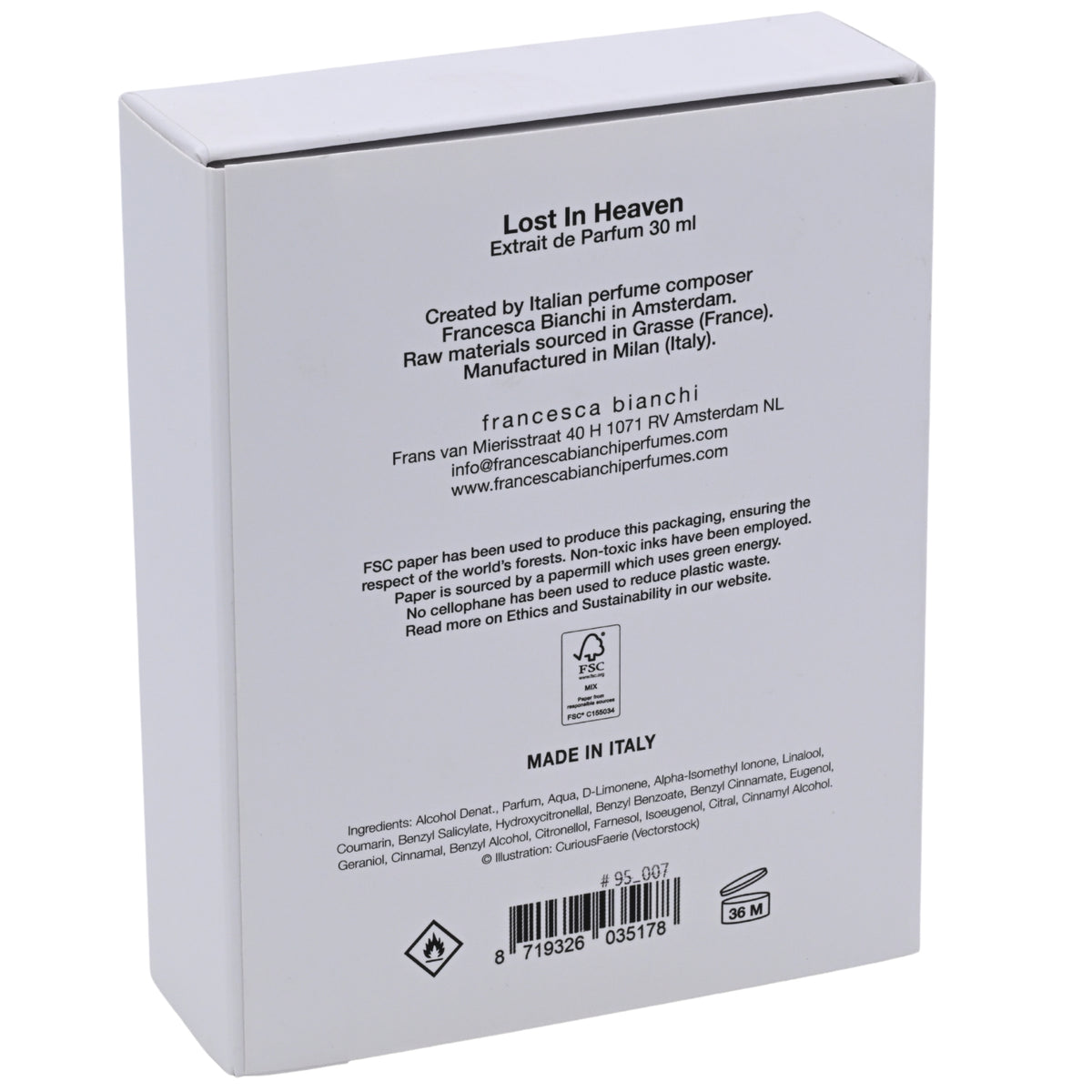 Francesca Bianchi Lost in Heaven Extrait de Parfum Spray Unisex 1.0 oz (30 ml) New in Retail Box 8719326035178