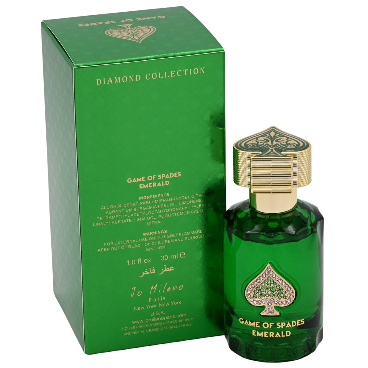 Jo Milano Paris Game of Spades Emerald Parfum Unisex 1.0 fl oz Spray New in Retail Box 850051043453