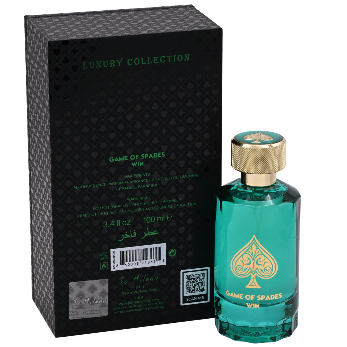 Jo Milano Paris Game of Spades Win Parfum Spray for Men, 3.4 oz (100 ml) 860009248632