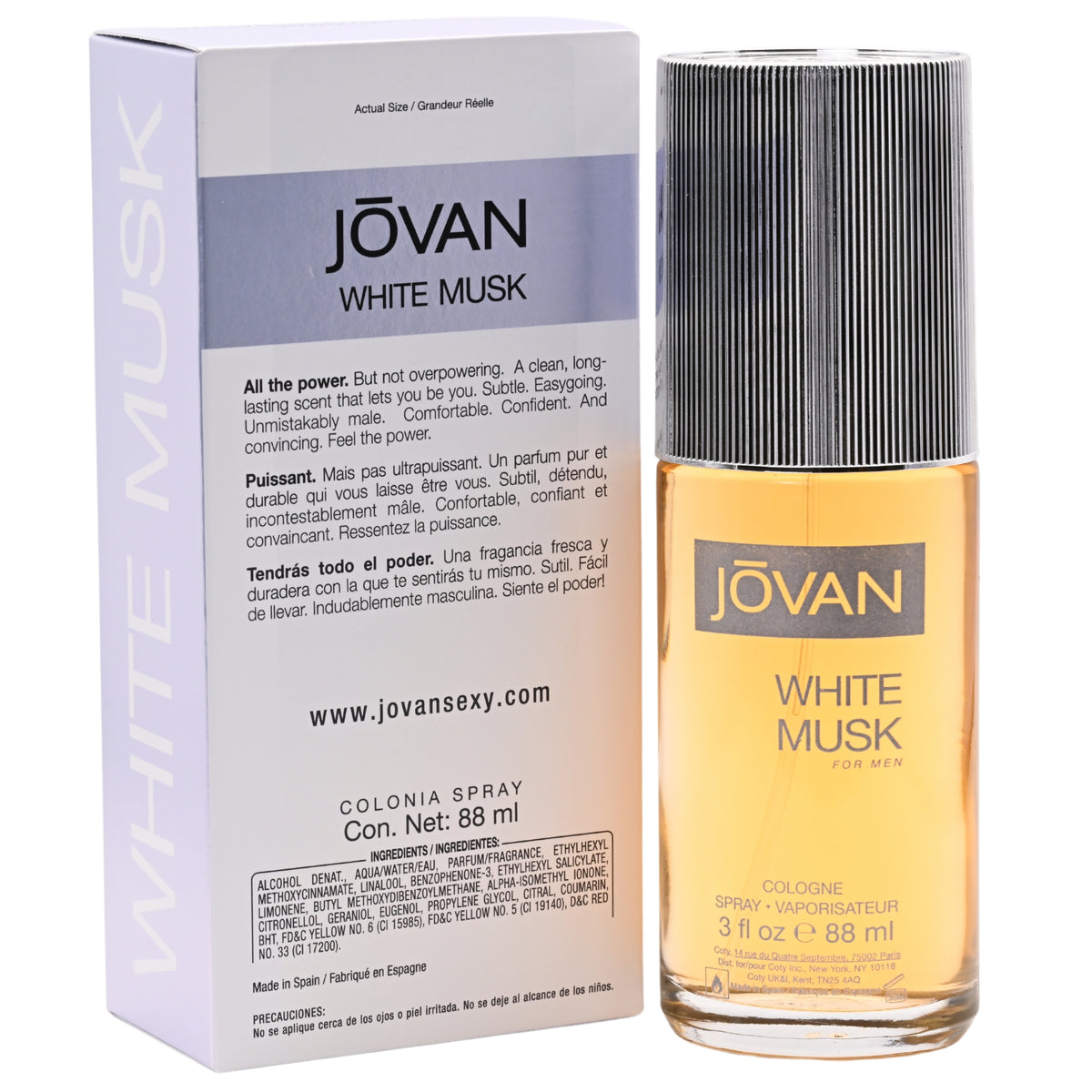 Jovan Musk White by Coty 3.0 oz Cologne Spray for Men New in Box 035017008145