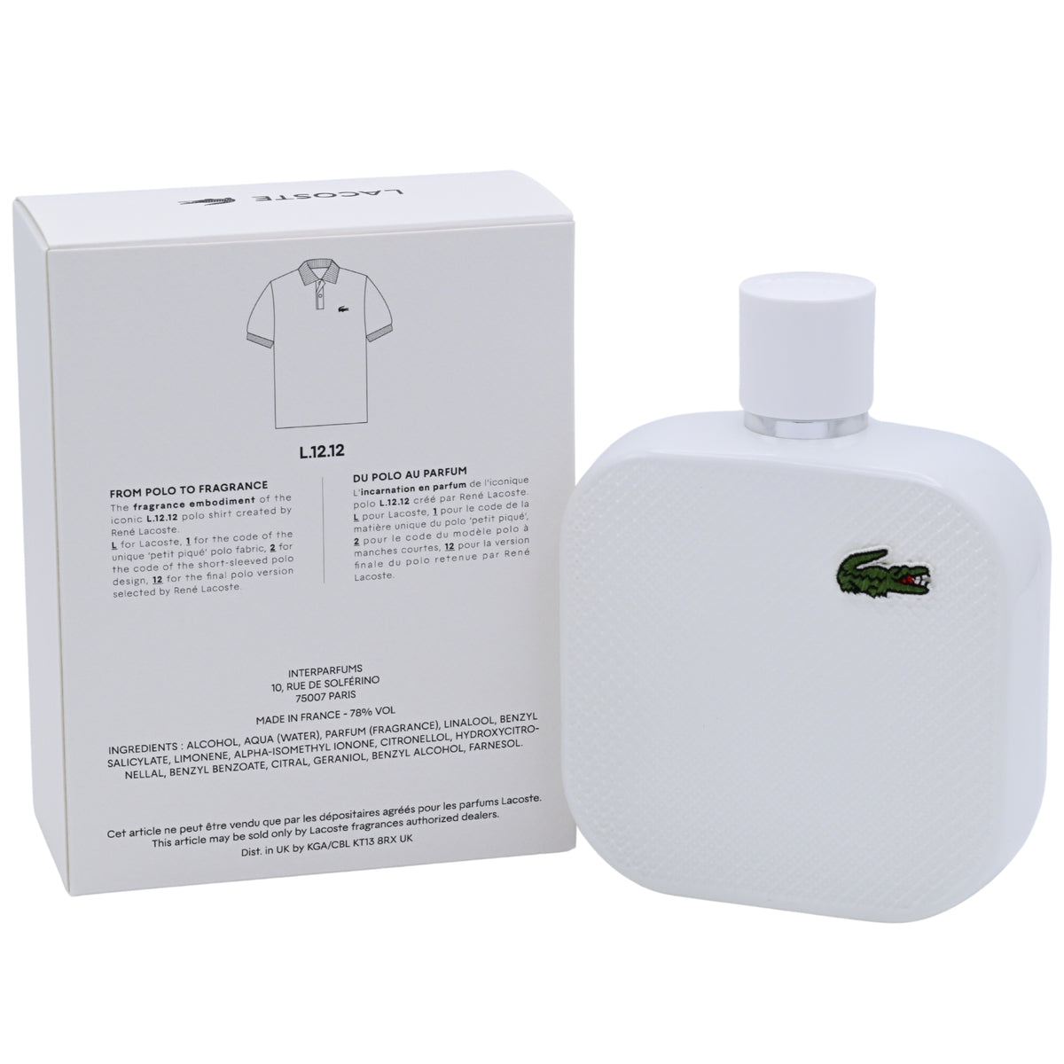 Lacoste L.12.12 Blanc by Lacoste cologne for men EDT 5.9 oz New in Box 737052896045