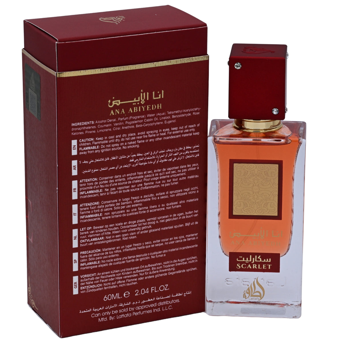 Lattafa Ana Abiyedh I Am White Scarlet Eau de Parfum Spray, Unisex, 2.04 oz (60 ml) - New Retail Box 6290362349938