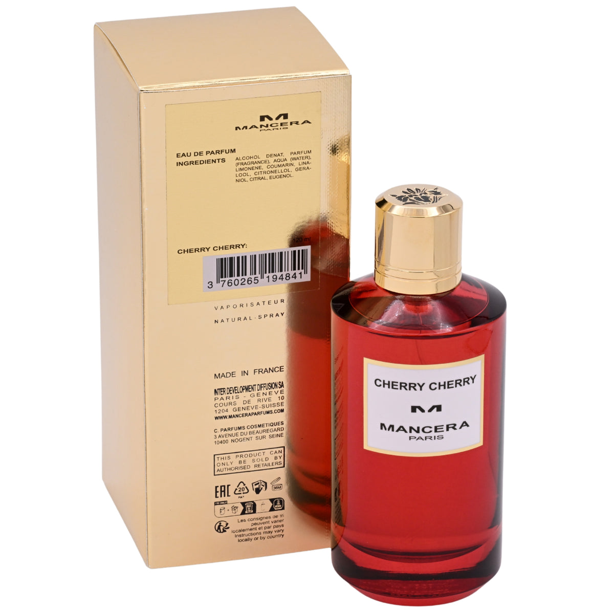 Mancera Cherry Cherry Eau de Parfum Spray for Women 4.0 oz (120 ml) New Retail Box 3760265194841