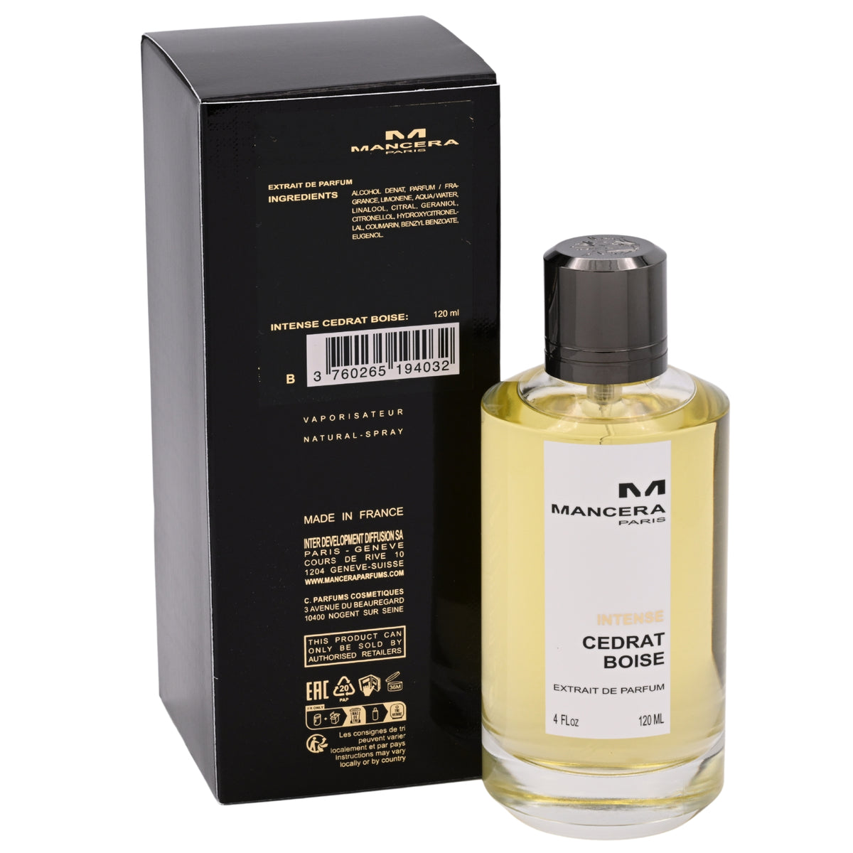 Mancera Intense Cedrat Boise Eau de Parfum Spray Unisex 4.0 oz (New Retail Box) 3760265194032