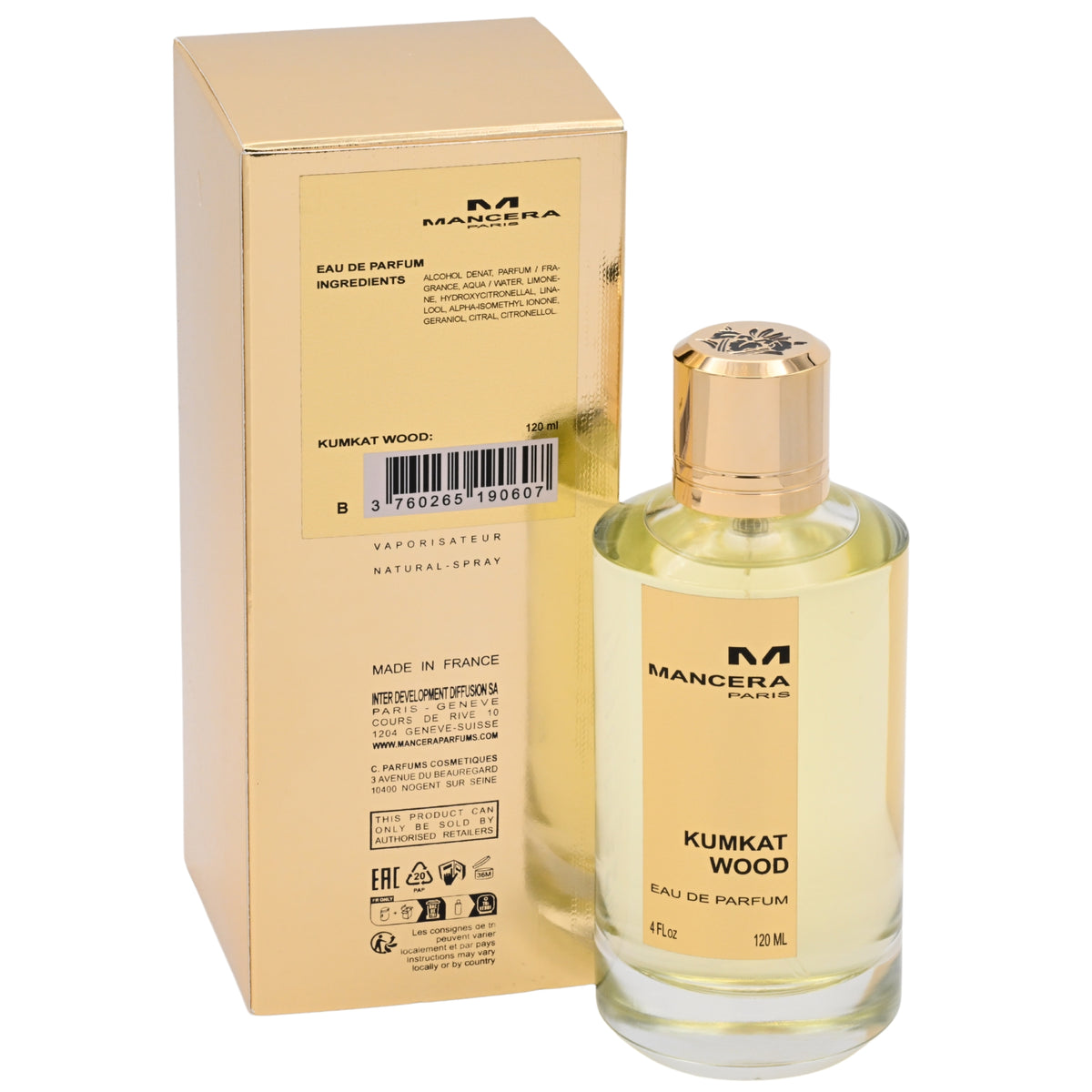 Mancera Kumkat Wood Eau de Parfum Spray Unisex 4.0 oz (120 ml) New Retail Box 3760265190607
