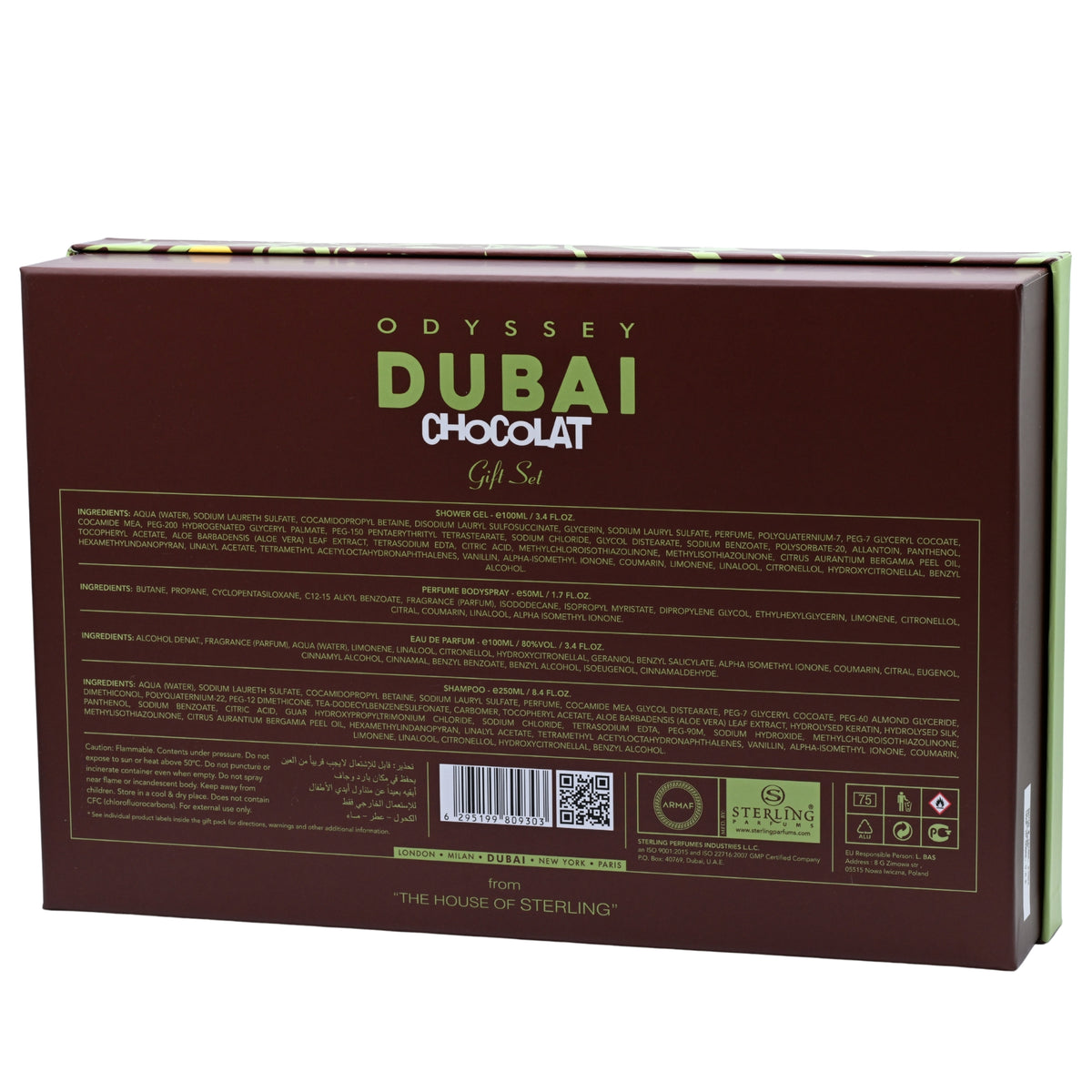 Odyssey Dubai Chocolat Edition by Armaf 4 pcs gift set for men EDP New in Box 6295199809303