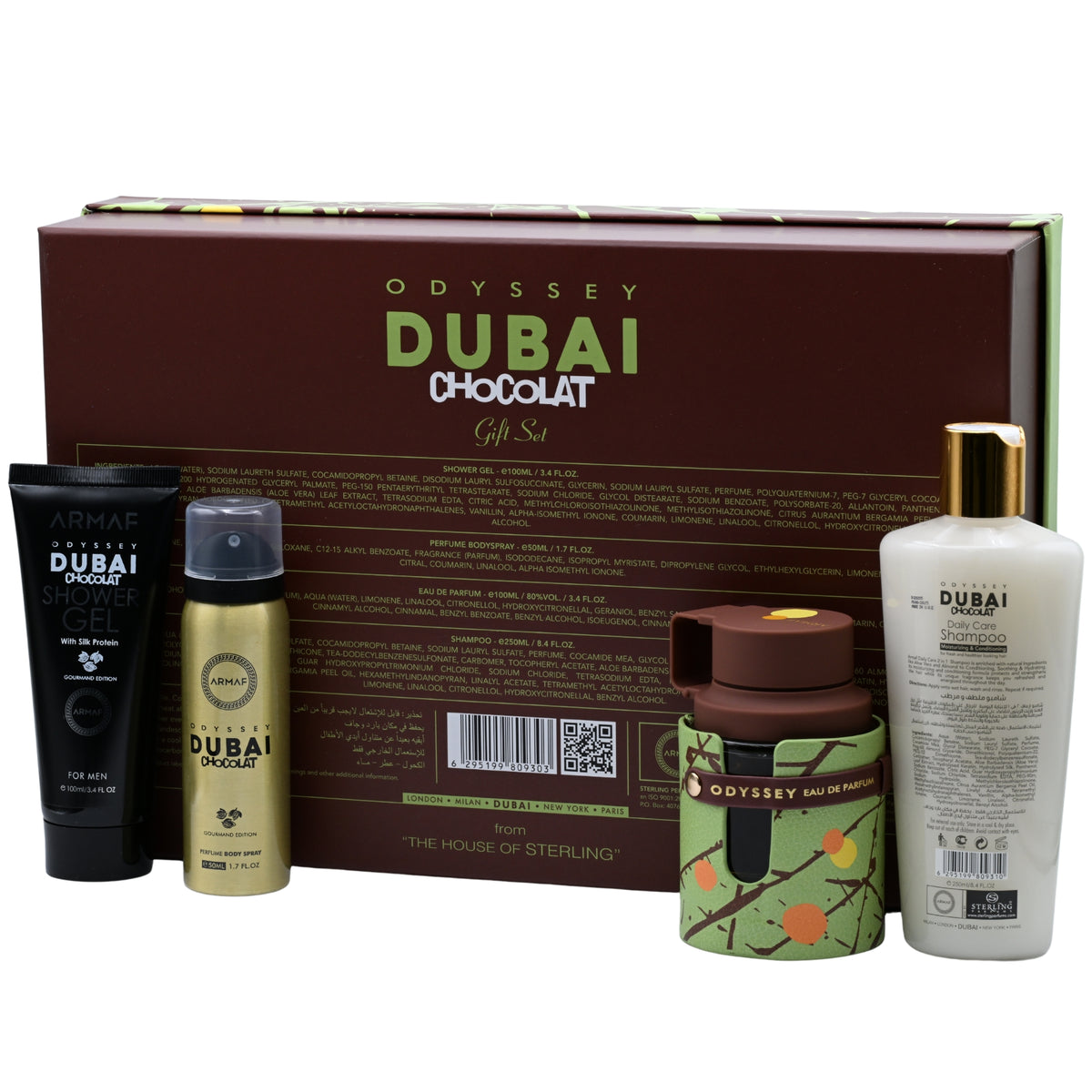 Odyssey Dubai Chocolat Edition by Armaf 4 pcs gift set for men EDP New in Box 6295199809303