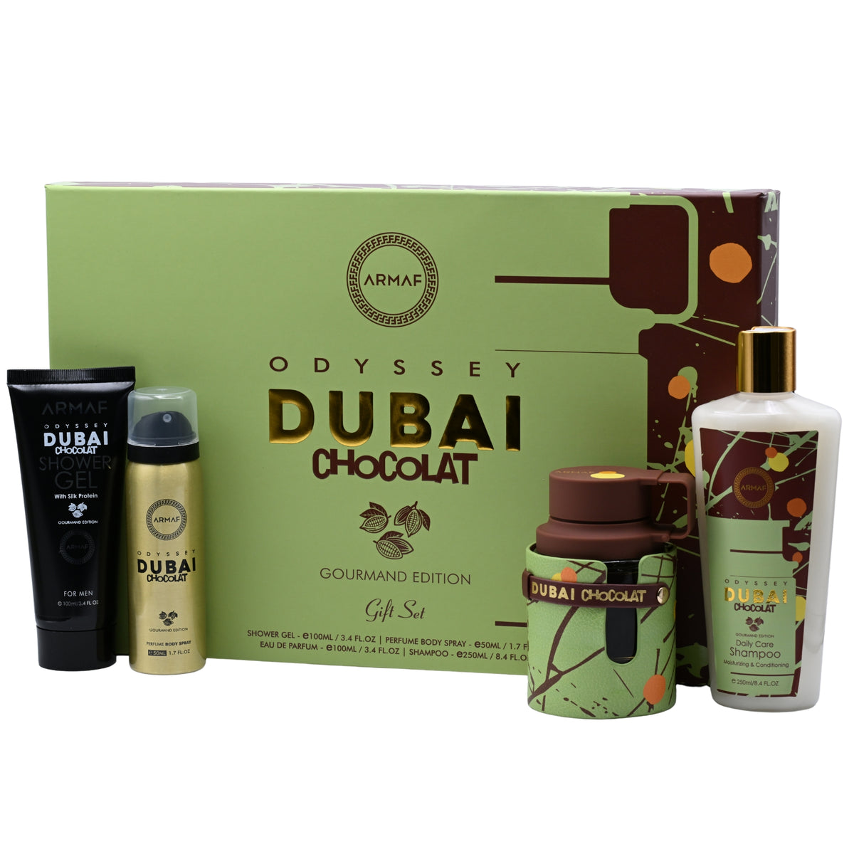Odyssey Dubai Chocolat Edition by Armaf 4 pcs gift set for men EDP New in Box 6295199809303