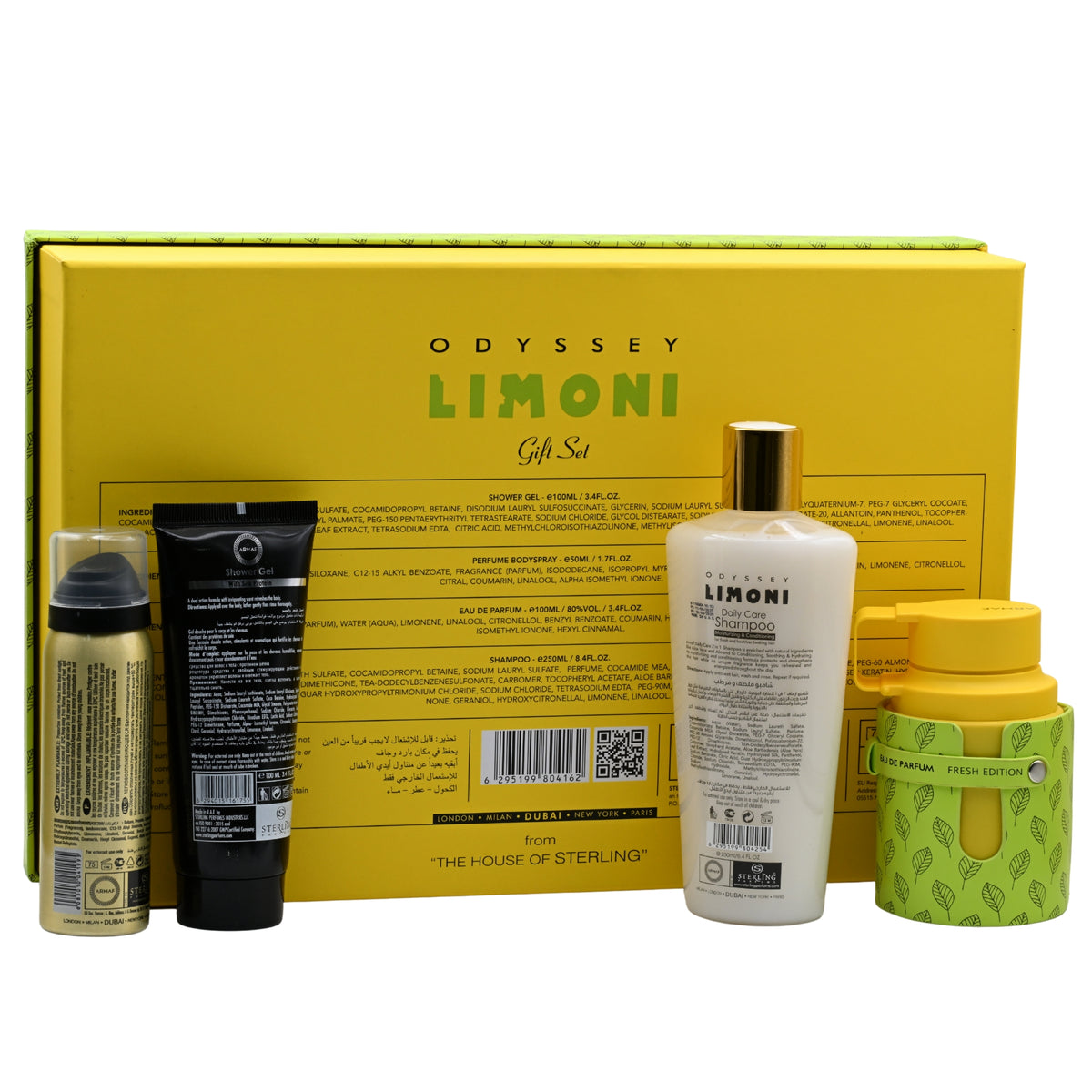 Odyssey Limoni Fresh Edition by Armaf 4 pcs gift set for men EDP New in Box 6295199804162