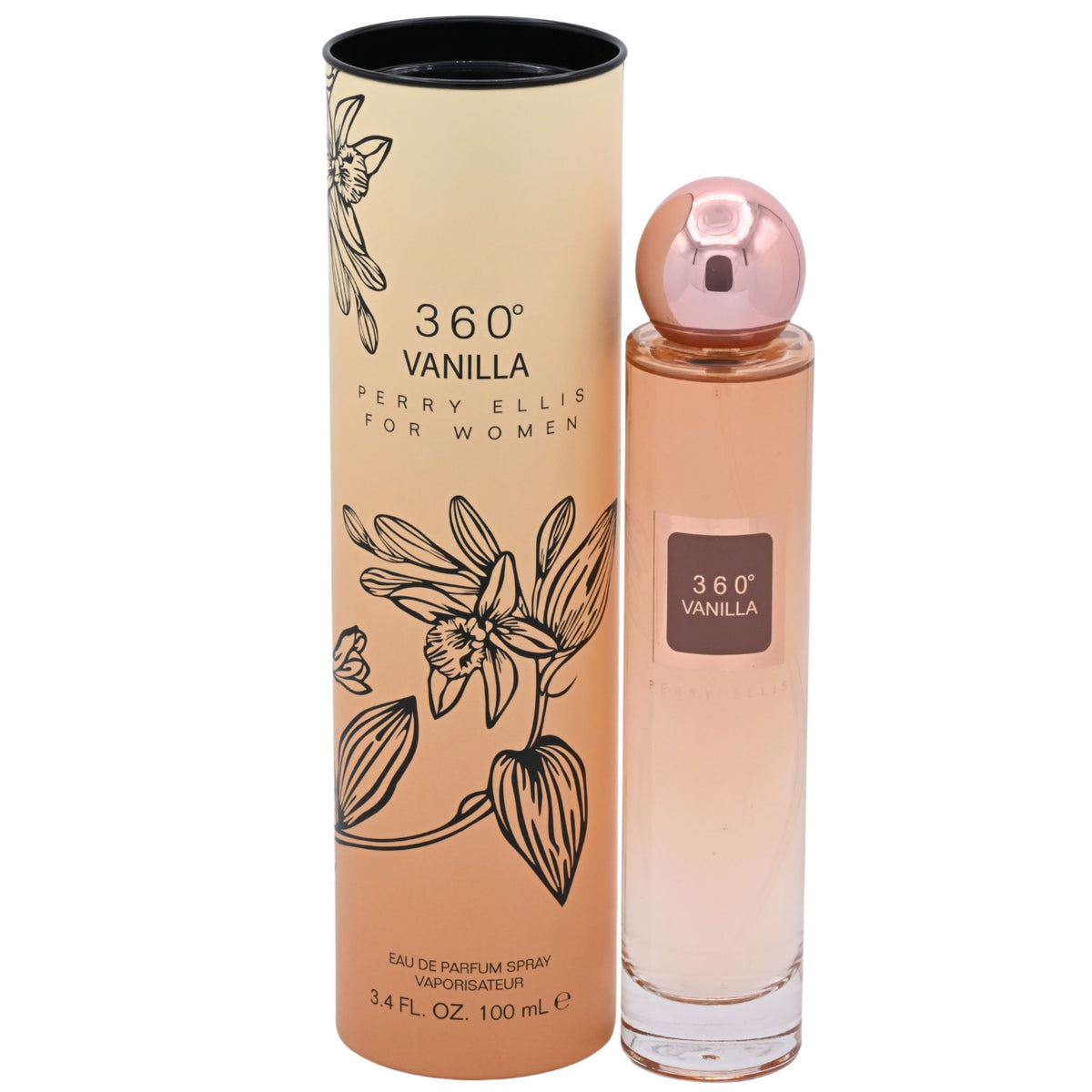 Perry Ellis 360° Vanilla Eau de Parfum Spray Women 3.4 oz (100 mL) NIB 844061018471