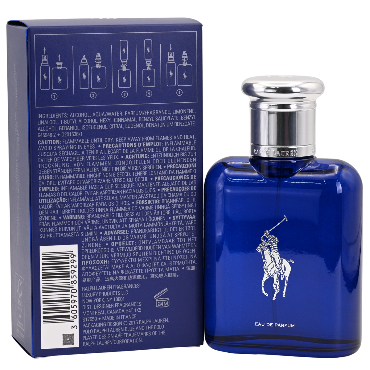 Polo Blue (Refillable) by Ralph Lauren cologne for men EDP 2.5 oz New in Box 3605970859299