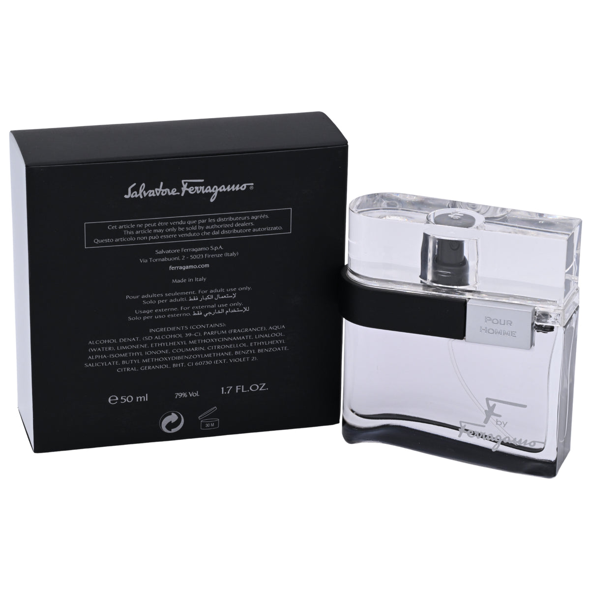Salvatore Ferragamo F Black EDT Spray Men 1.7 oz New Box 8032529118043