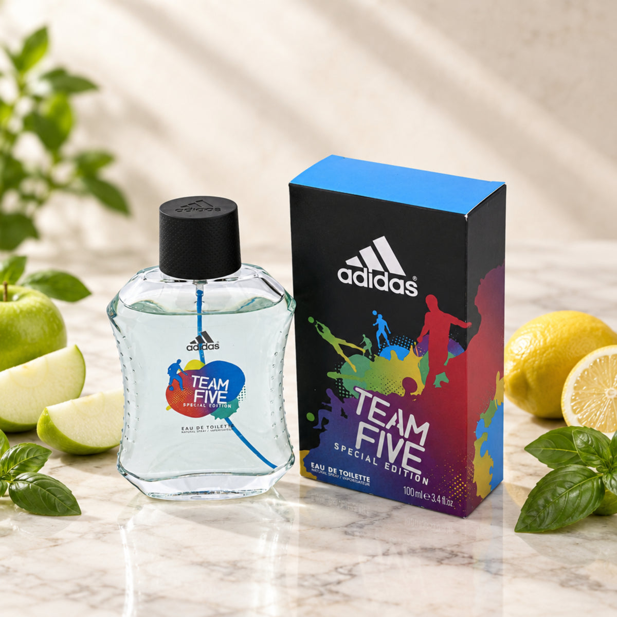 TEAM FIVE Adidas men cologne edt 3.4 oz 3.3 NEW IN BOX 3607346551035