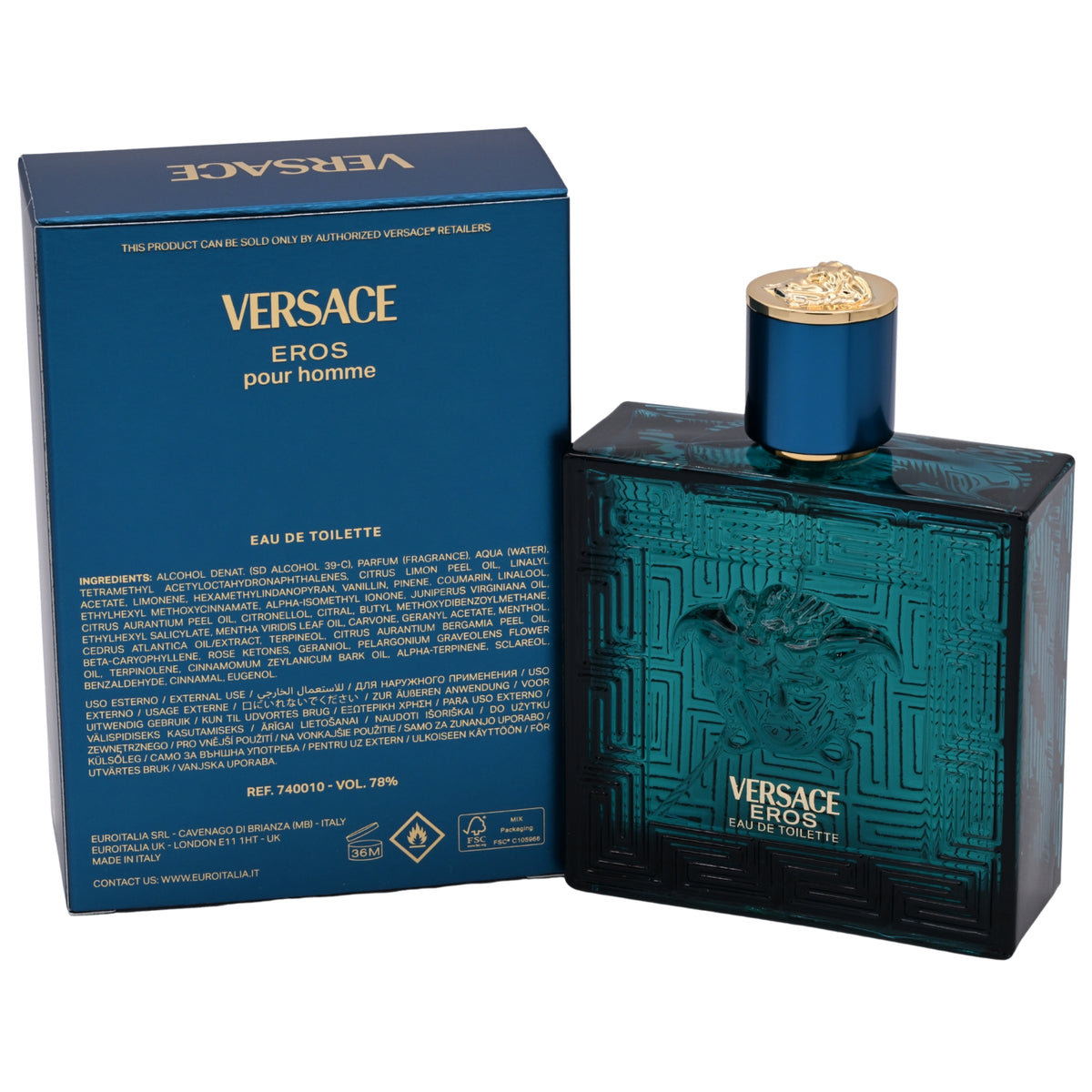 VERSACE EROS Men cologne edt 3.4 oz 3.3 NEW IN BOX 8011003809219