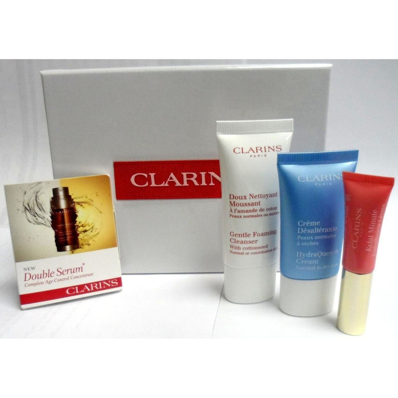 Clarins CLARINS Skin Care Travel Kit 4 piece serum lotion cleanser lip balm women NEW TRAVEL SET at $ 14.84